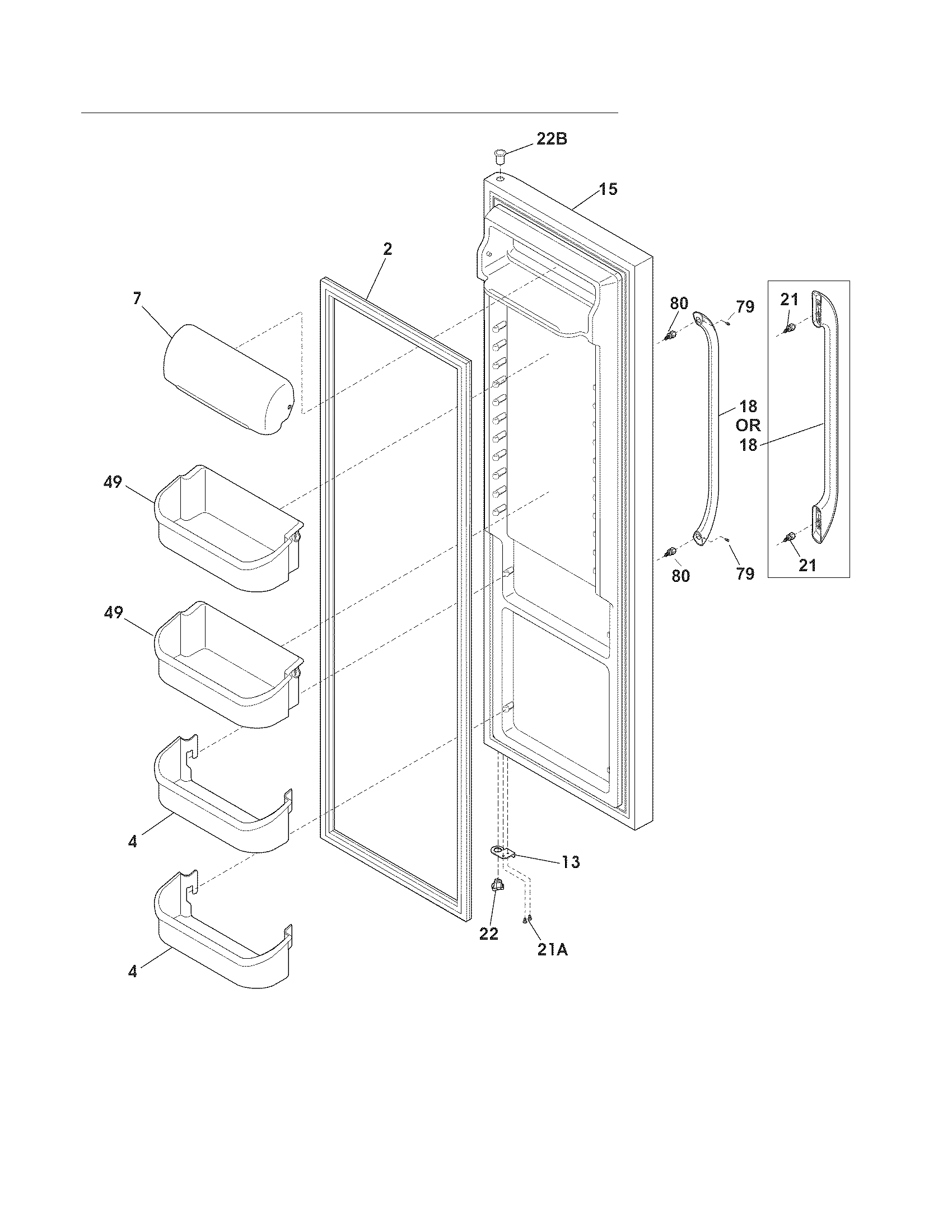 Frigidaire FFHS2622MM0 refrigerator door diagram