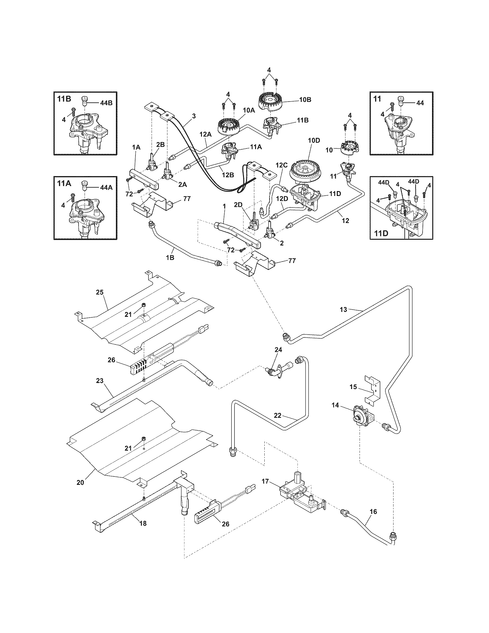 Electrolux EW30GS65GSB burner diagram