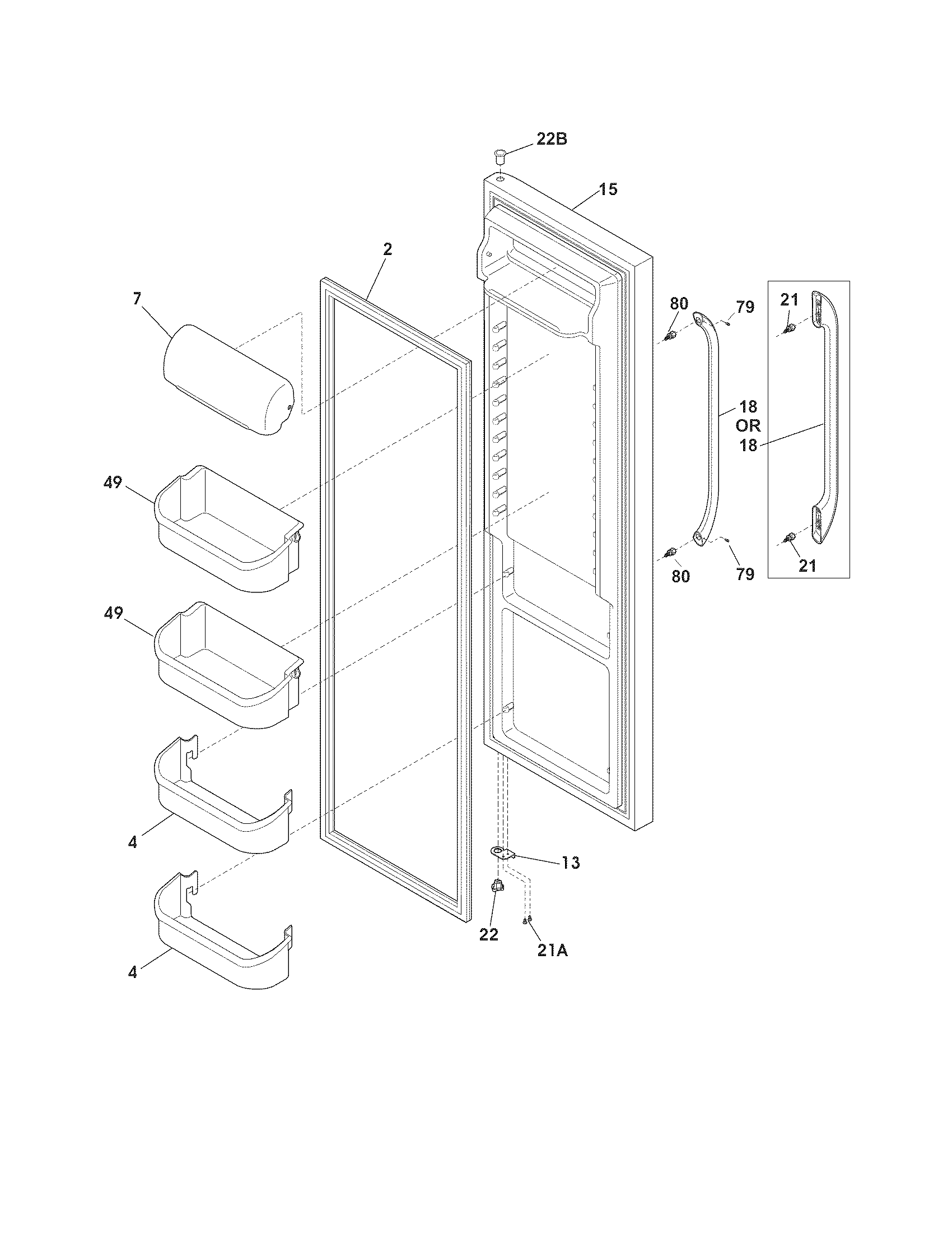 Frigidaire FFHS2322MB0 refrigerator door diagram