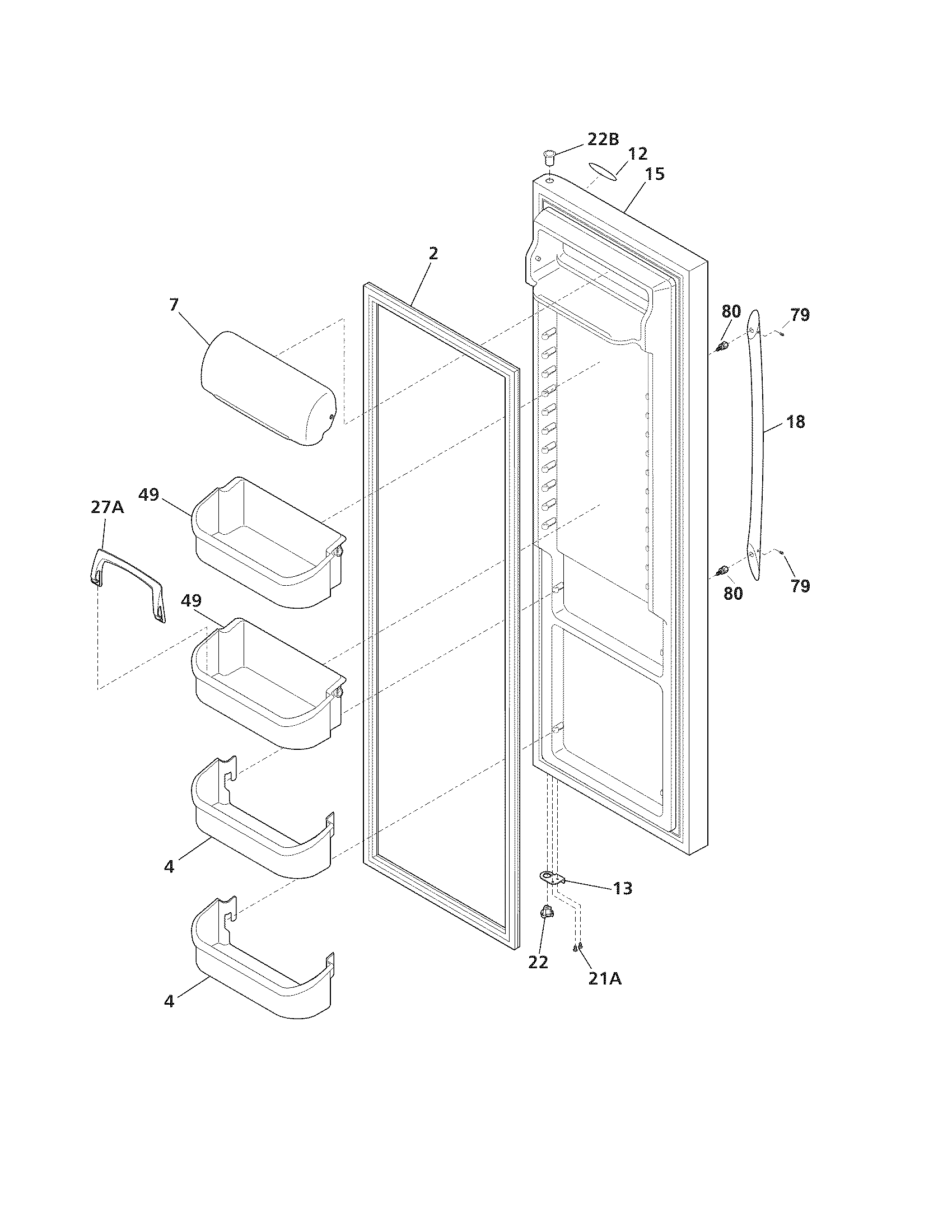 Frigidaire GLHS67SEPW0 refrigerator door diagram
