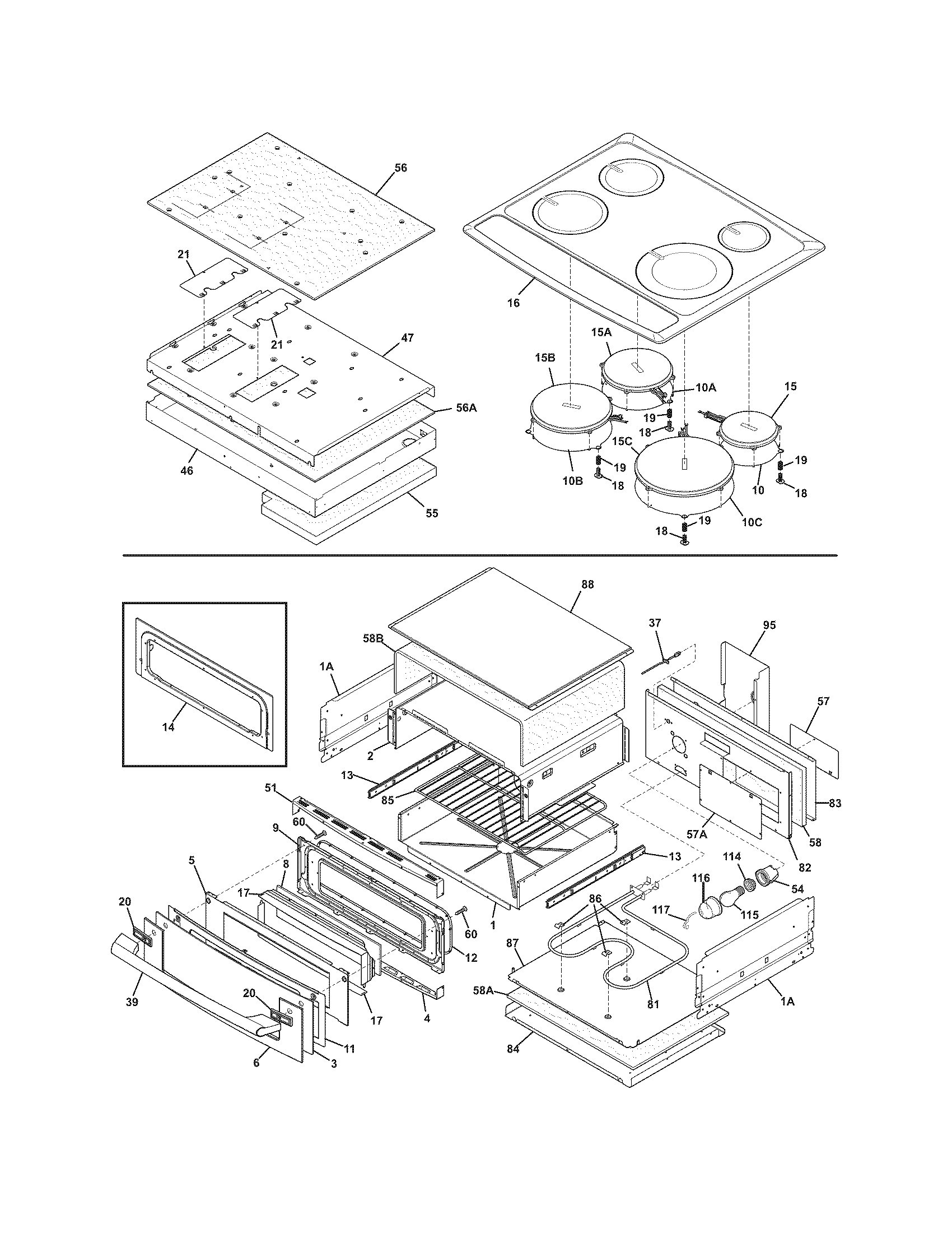 Electrolux EW30IS65JSB top/drawer diagram