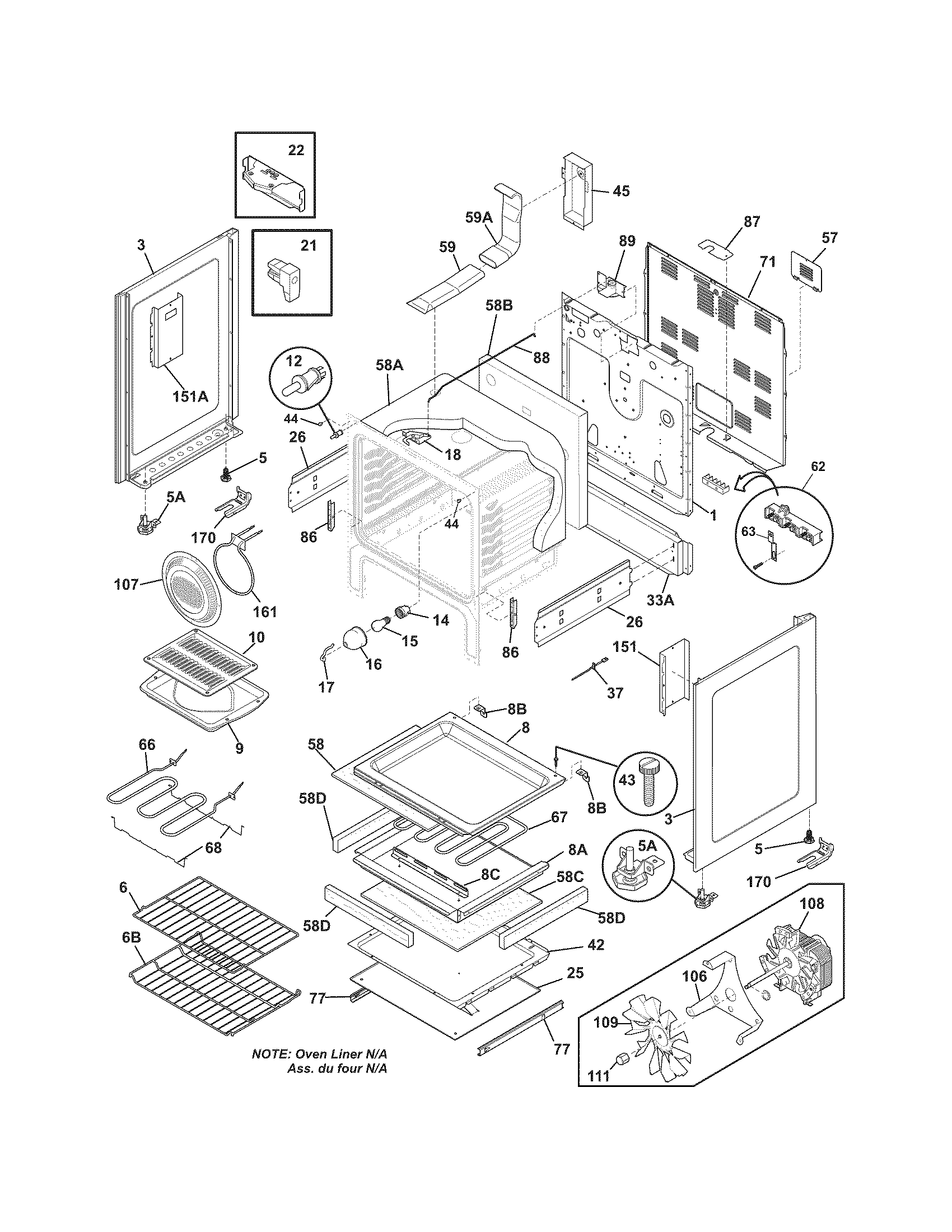 Frigidaire LGEF3057LFE body diagram