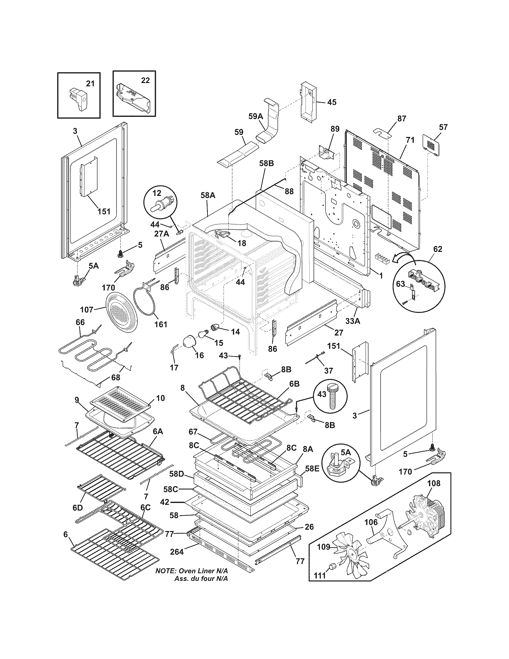 Frigidaire FGEF3057KFF body diagram