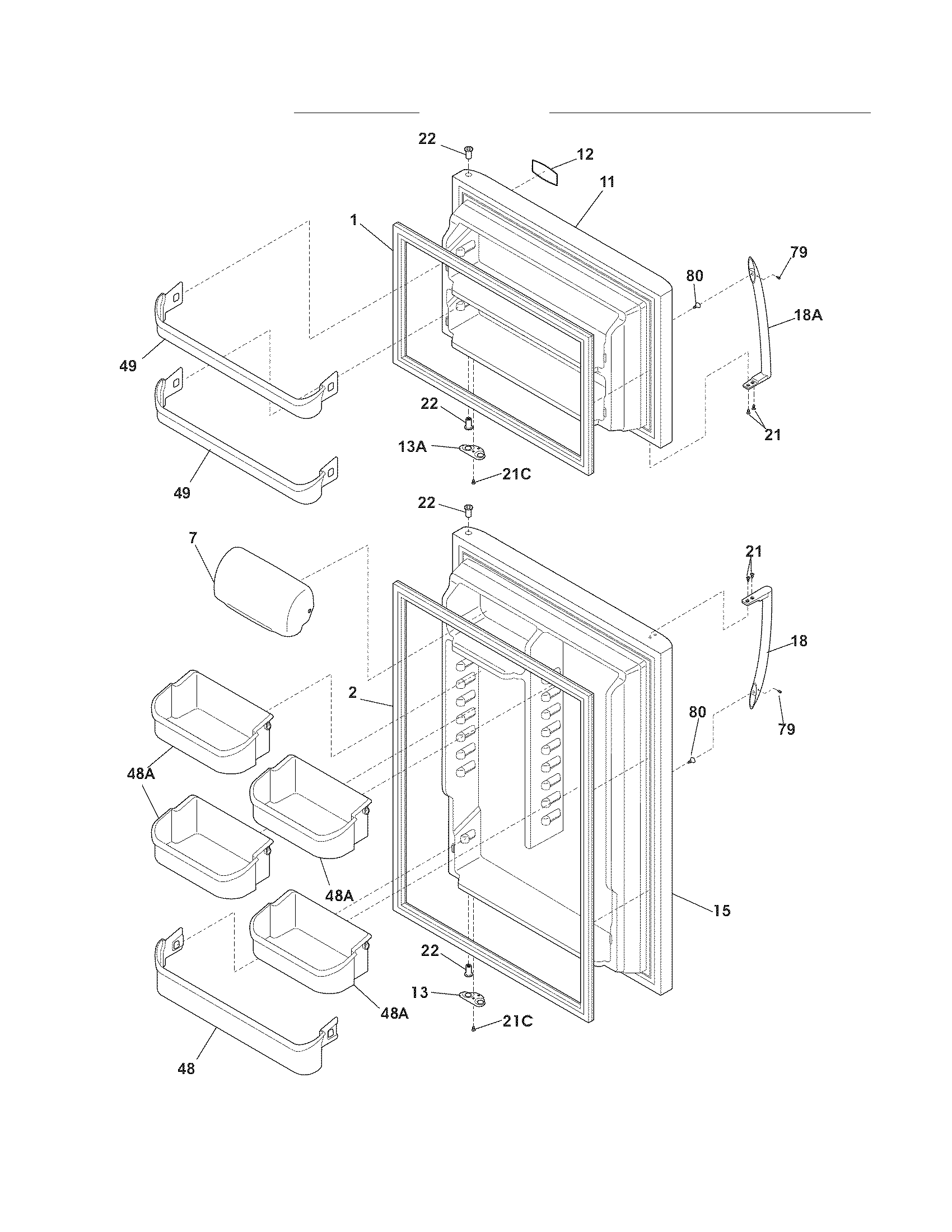 Frigidaire DGHT1844KF5 door diagram
