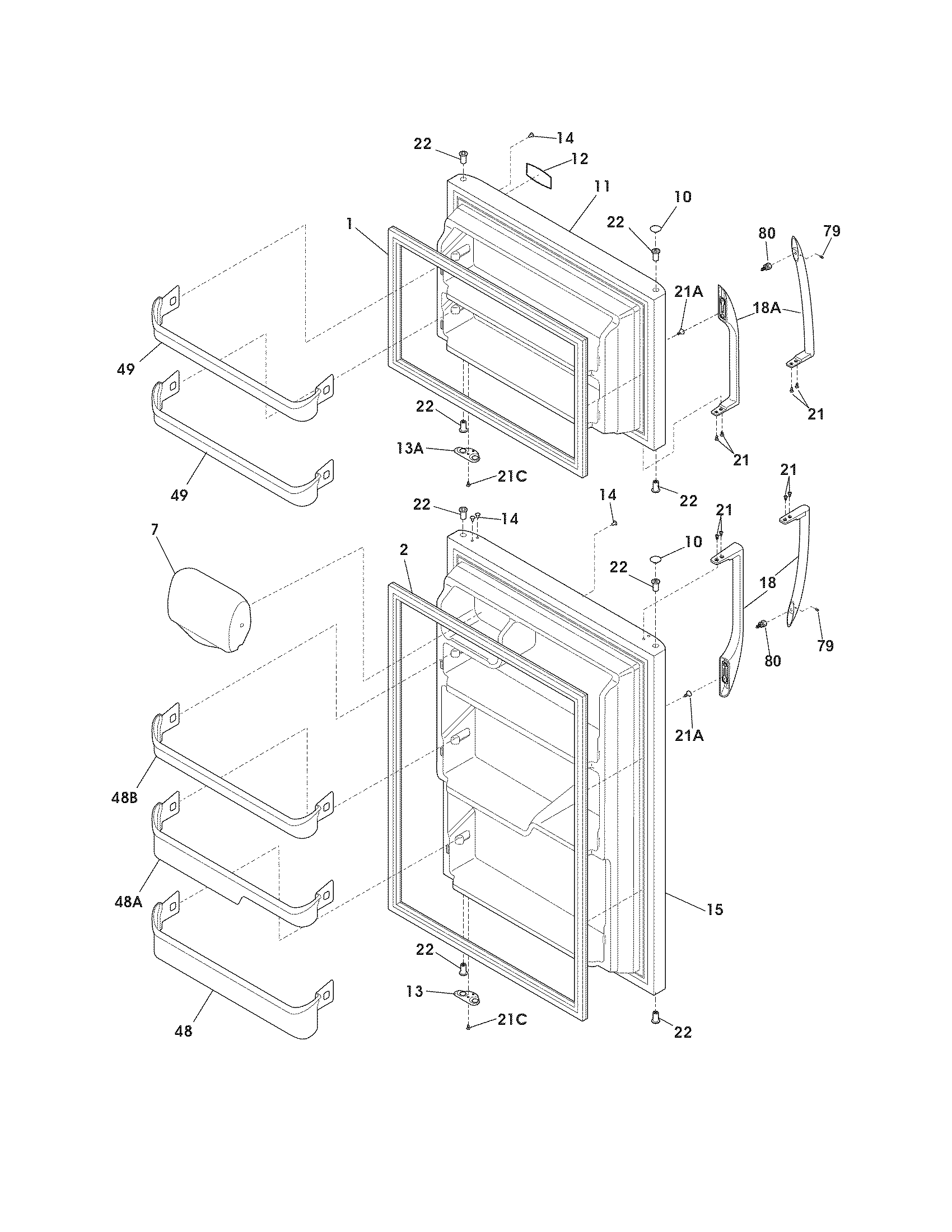 Frigidaire FFHI1826LB4 door diagram