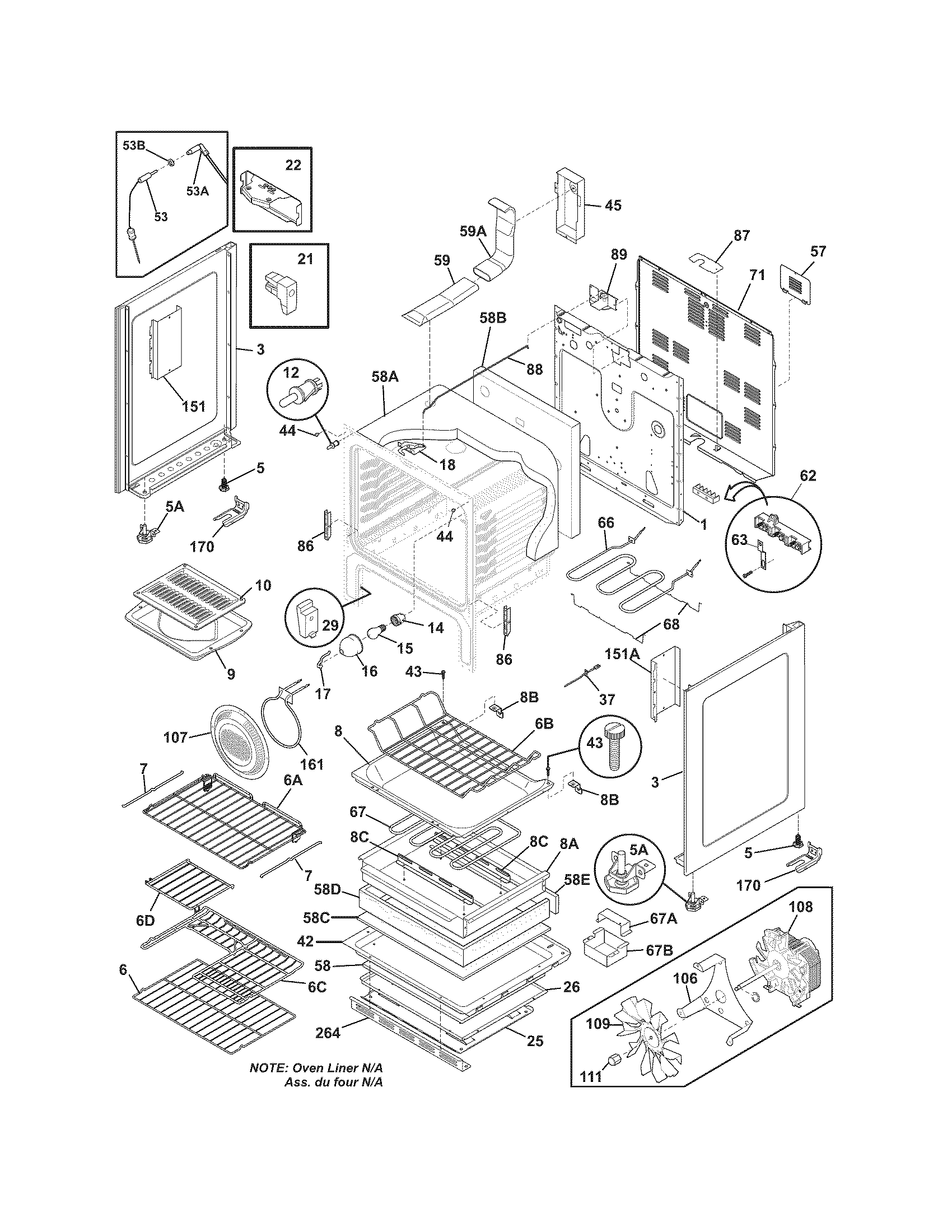 Frigidaire FGEF3055MBA body diagram