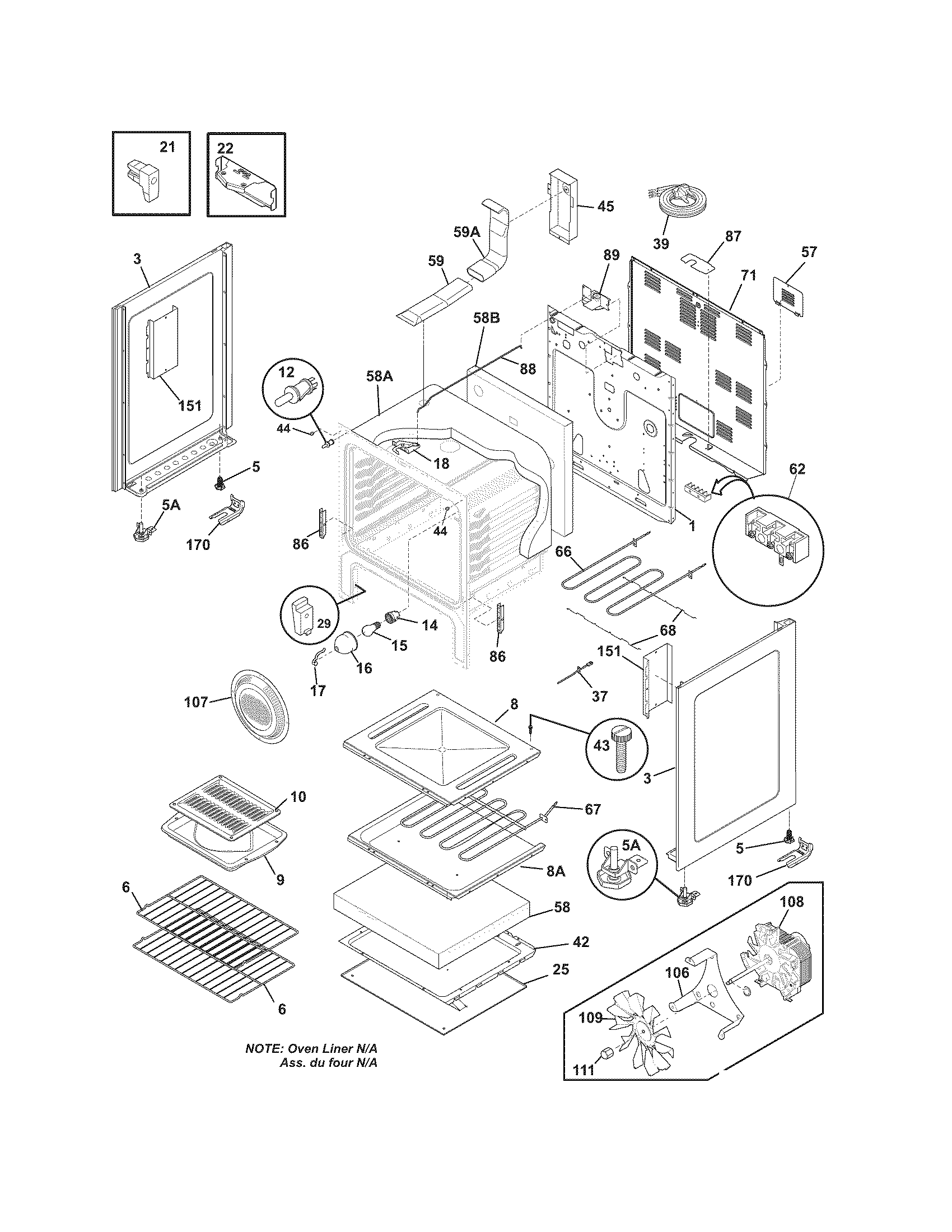 Frigidaire CFEF3019MBA body diagram