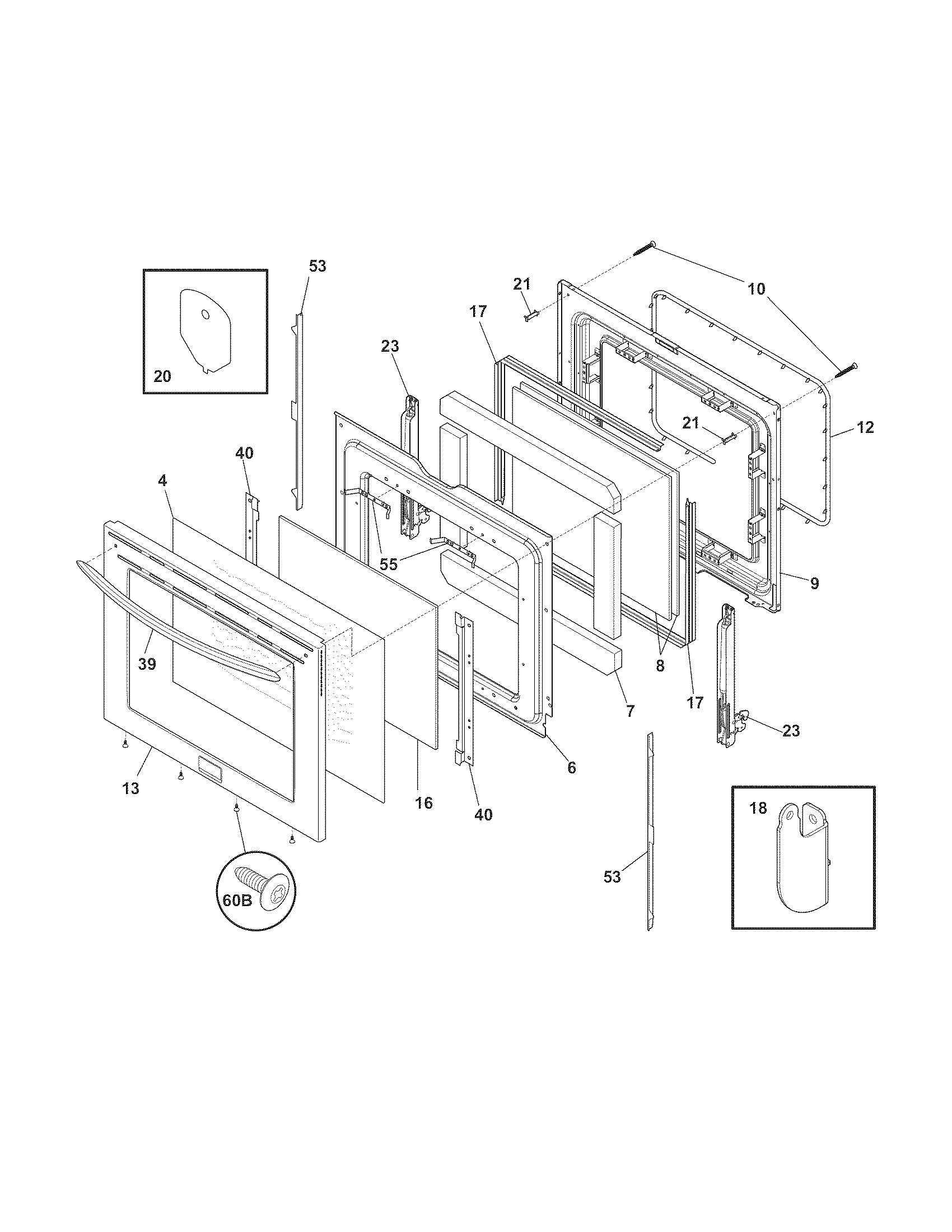 Frigidaire FGEF3055MFB door diagram