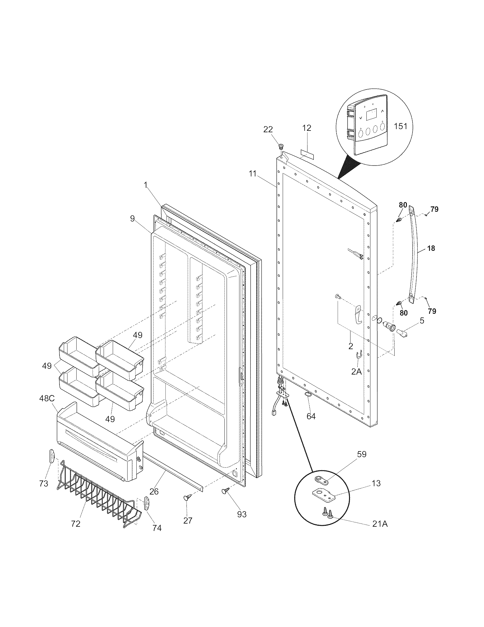 Kenmore Elite 25328712806 door diagram
