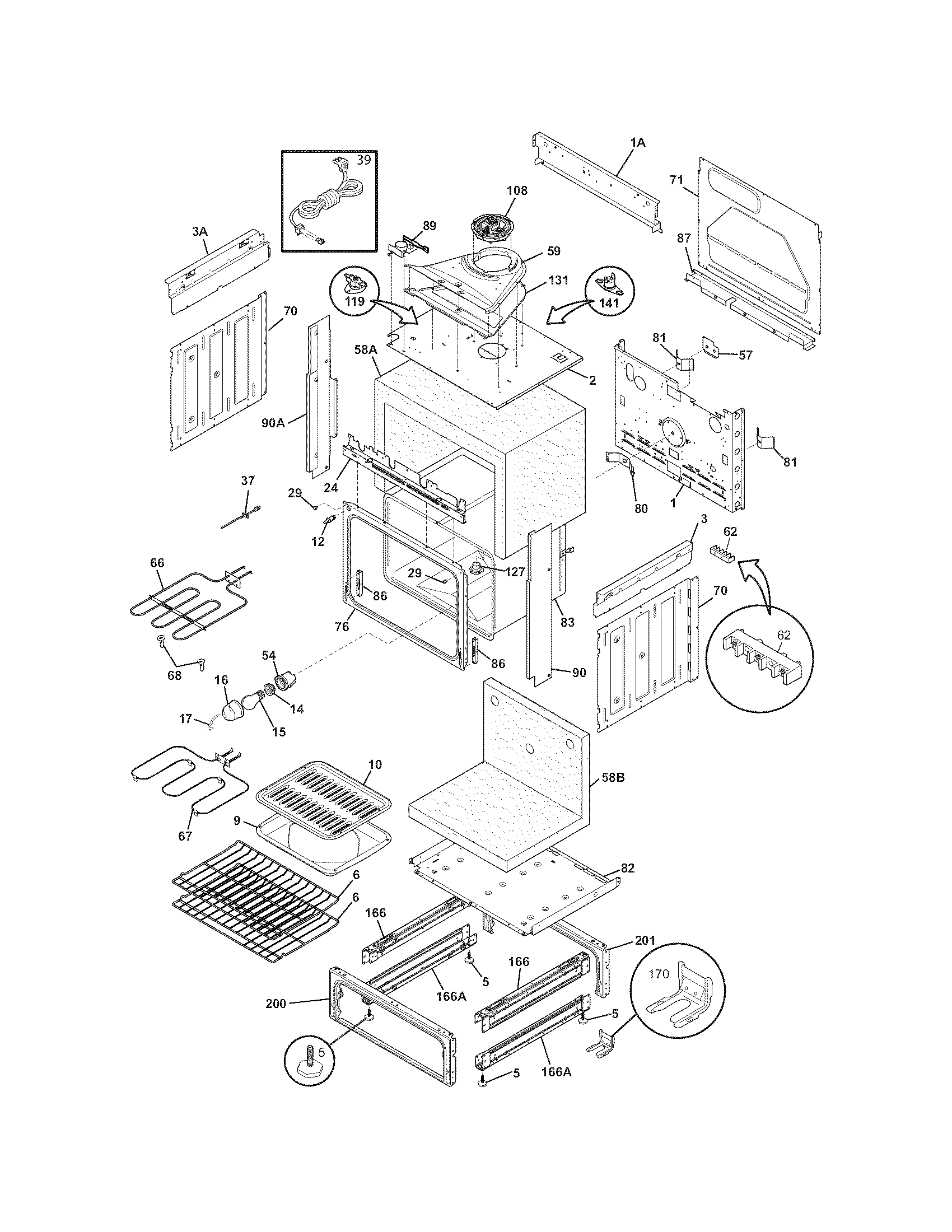 Frigidaire CFES3025LW3 body diagram