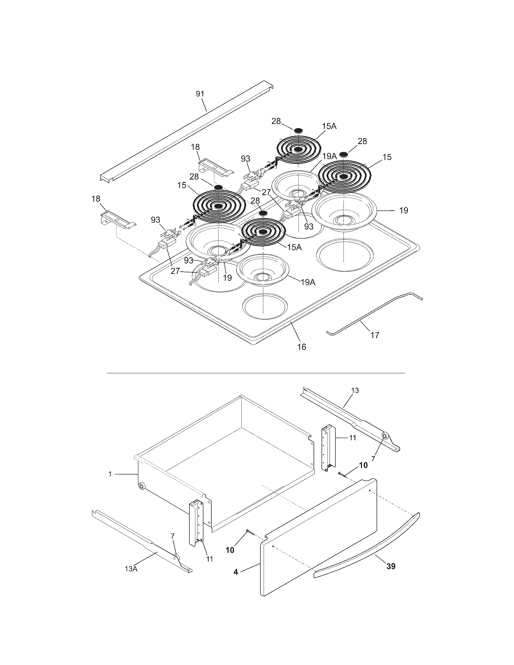 Kenmore 79046763903 top/drawer diagram