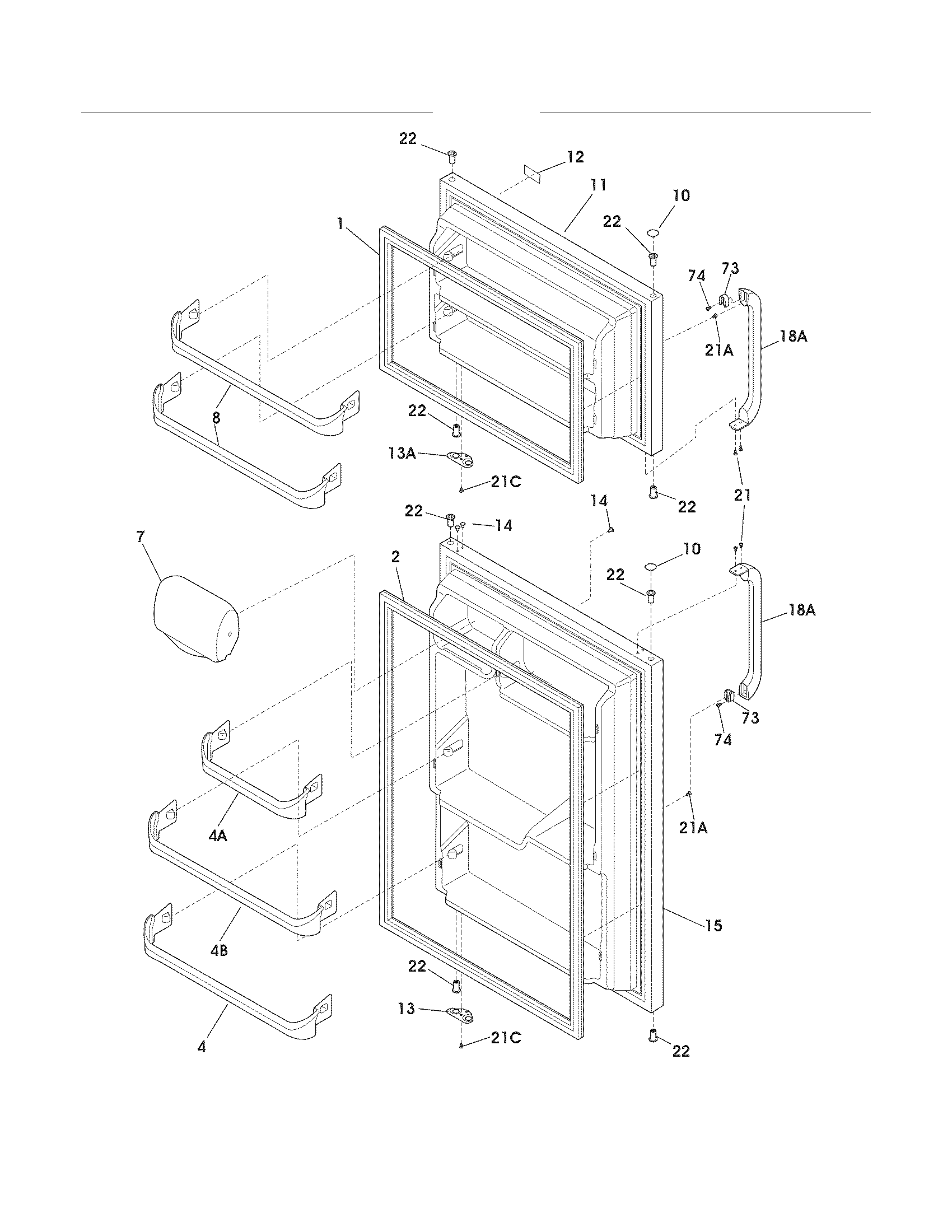 Frigidaire FFTR1513LZ4 door diagram