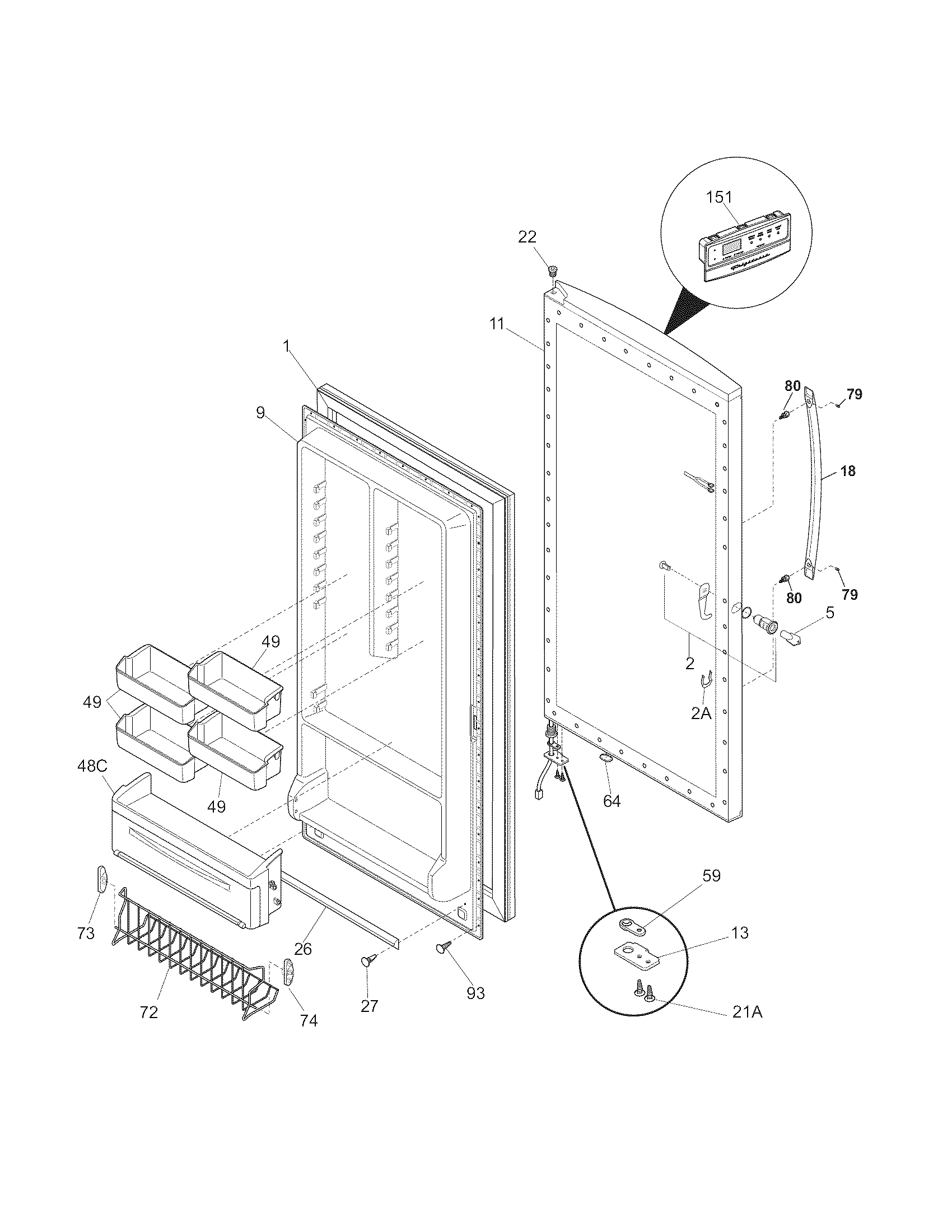 Frigidaire GLFH17F8HWH door diagram