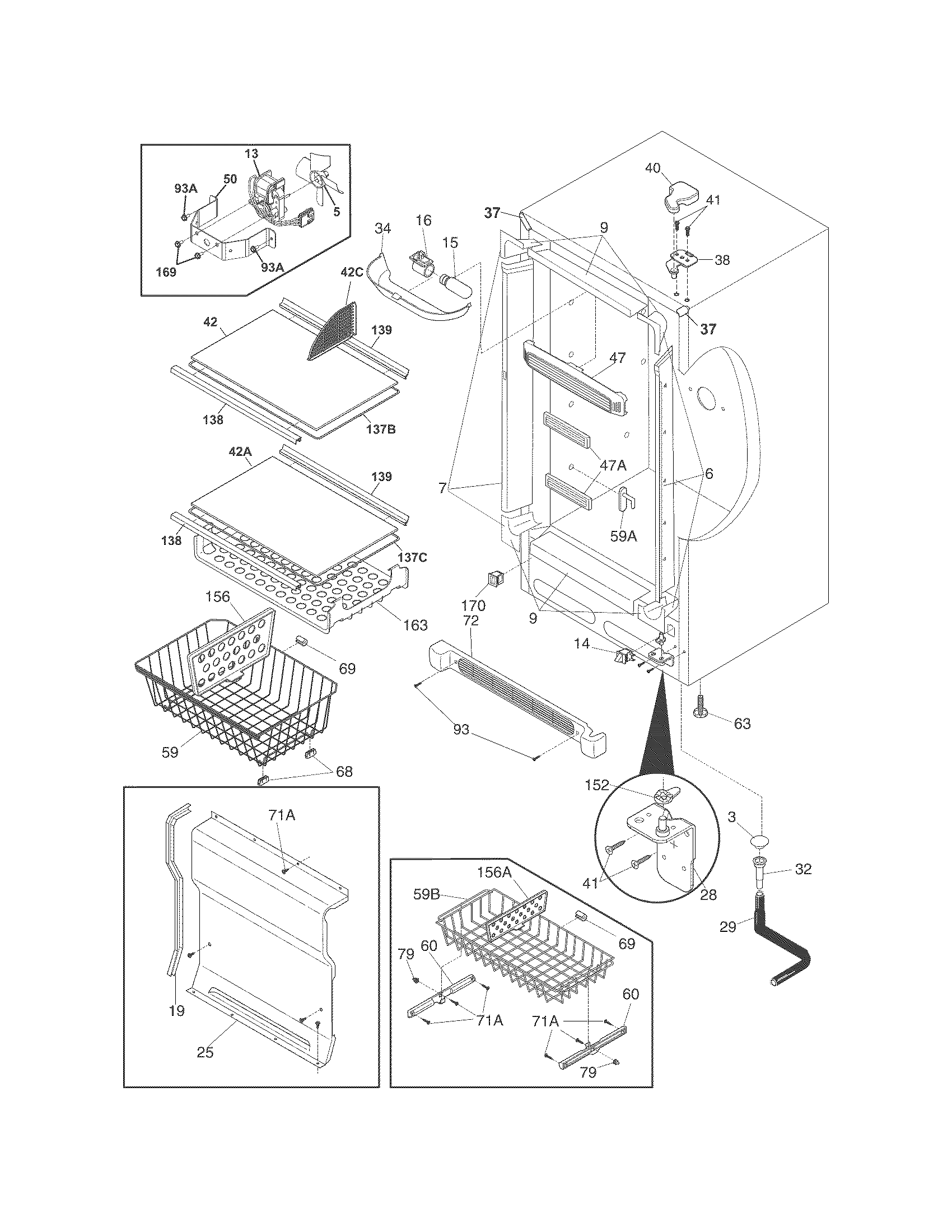 Frigidaire GLFH17F8HWH cabinet diagram