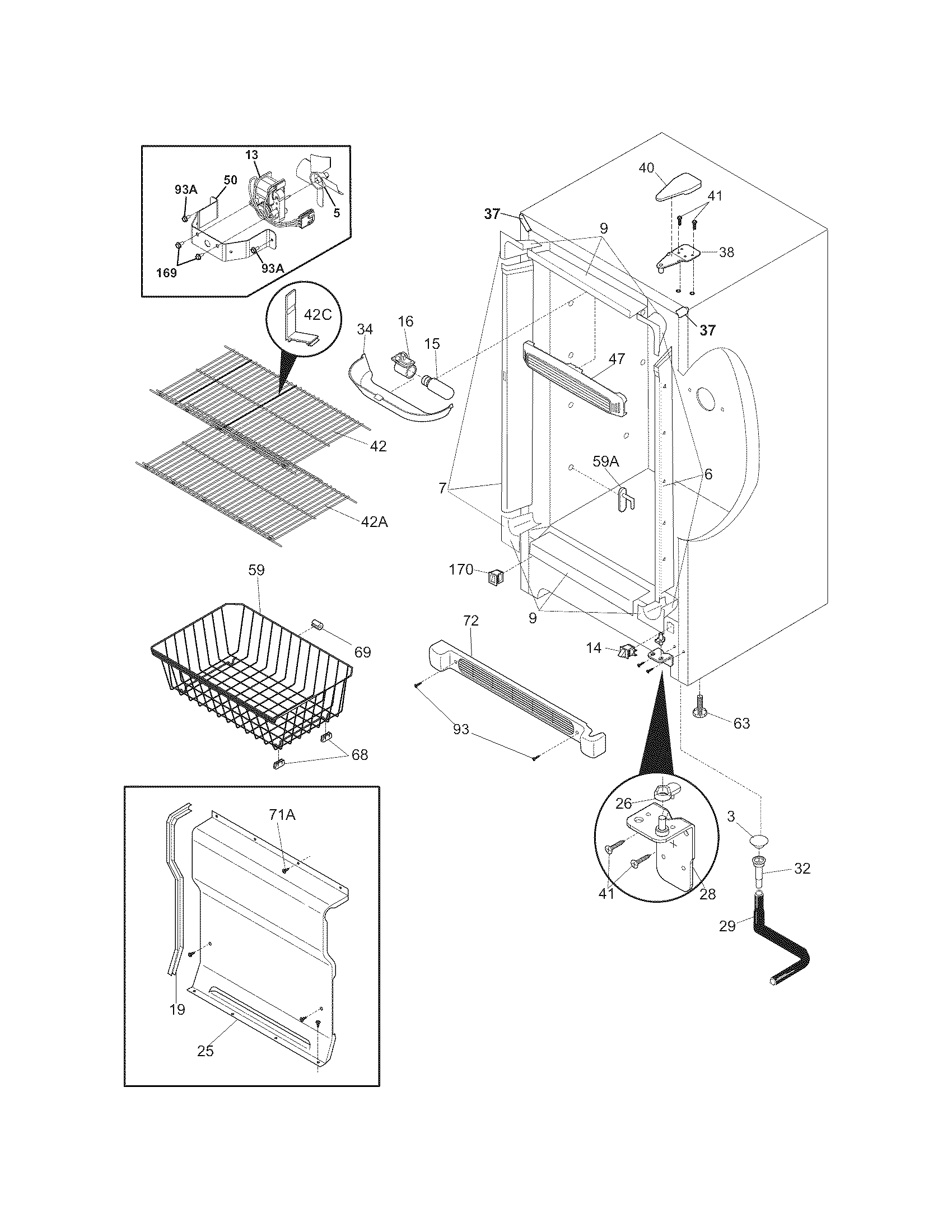 Frigidaire FFU17F5HWN cabinet diagram