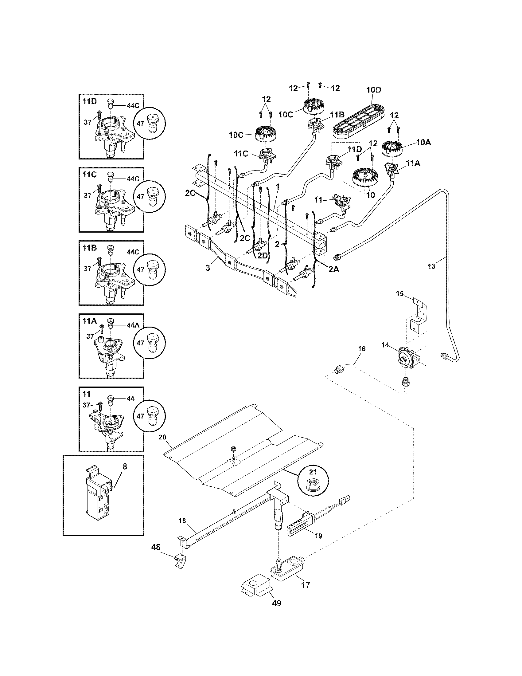 Kenmore 79070602014 burner diagram