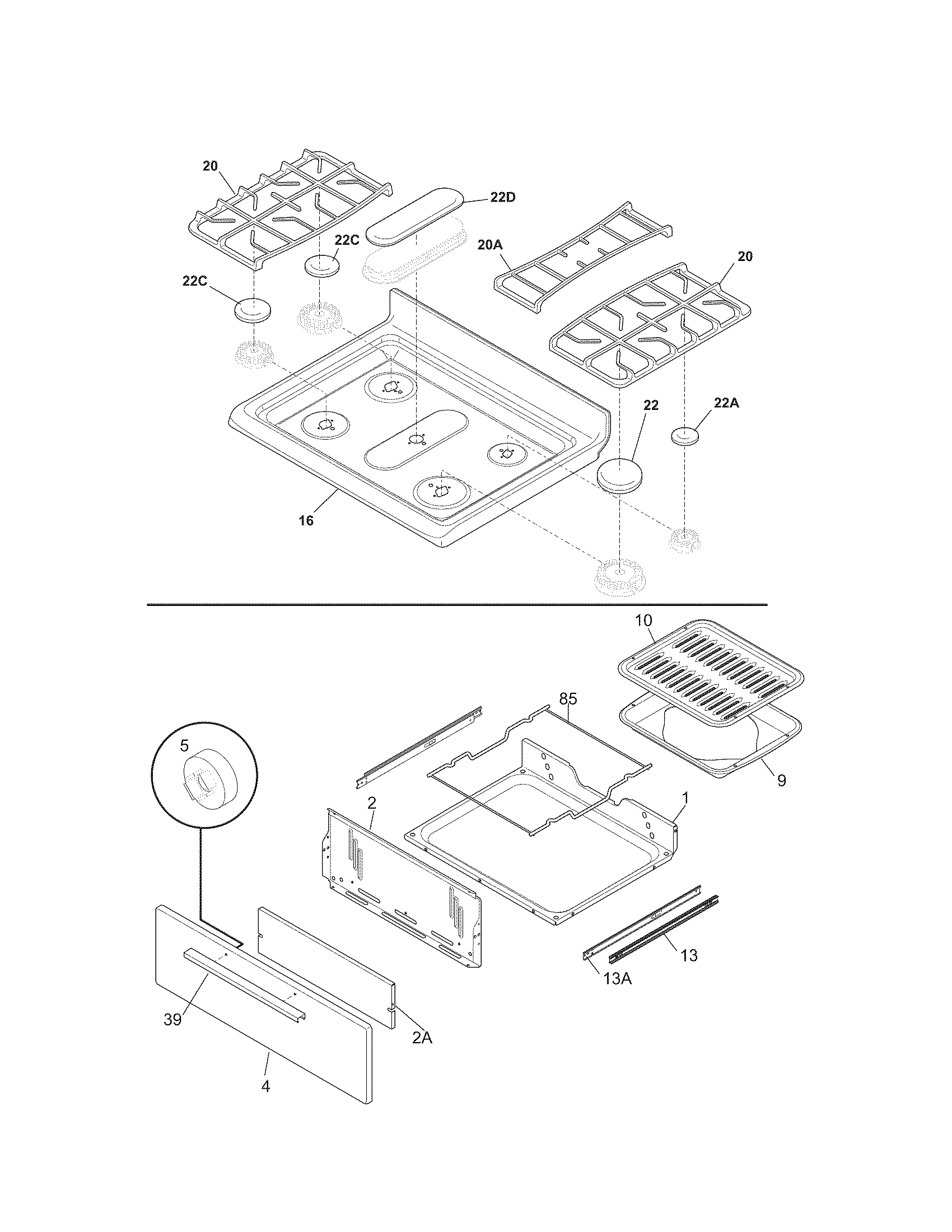 Kenmore 79070602014 top/drawer diagram