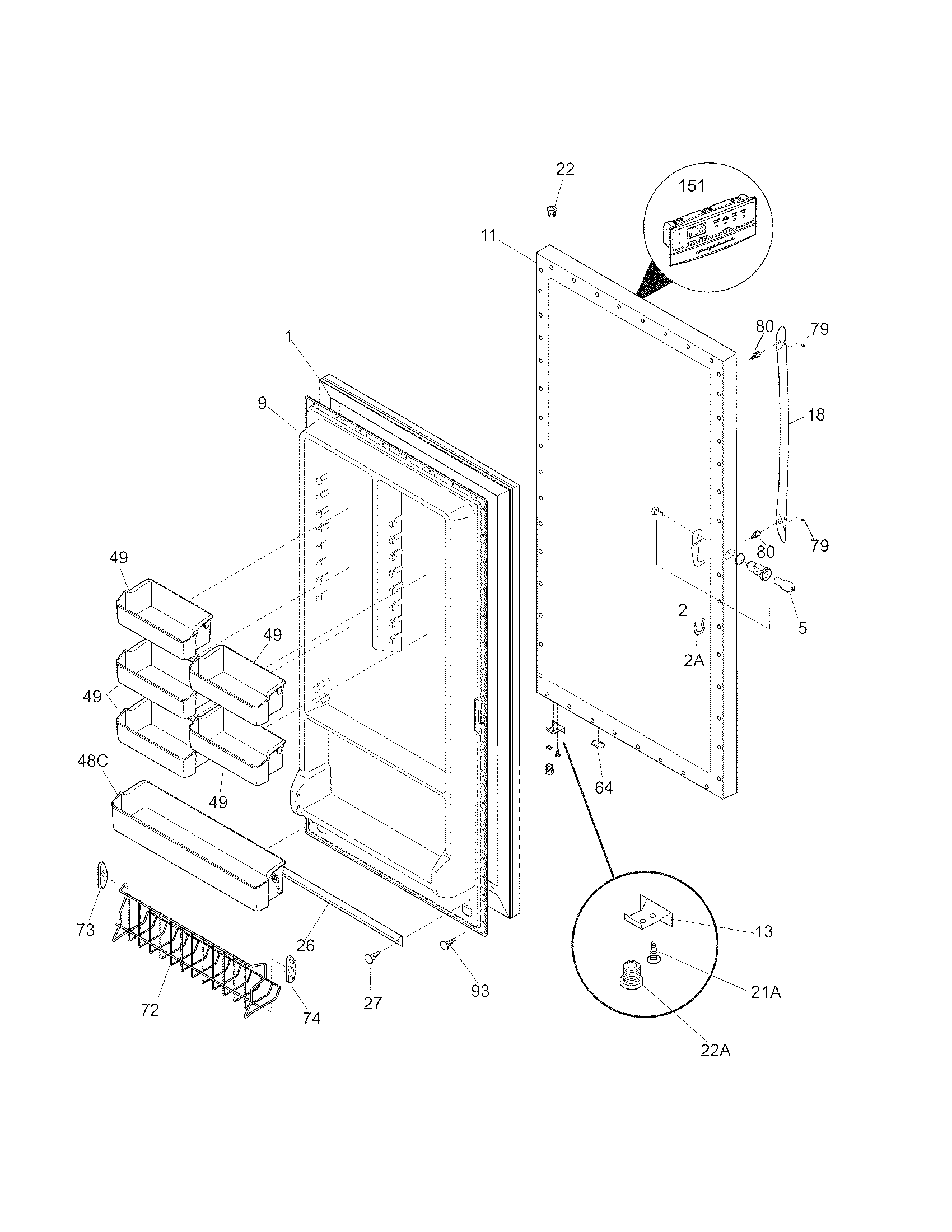 Frigidaire LFFH21F7HWH door diagram
