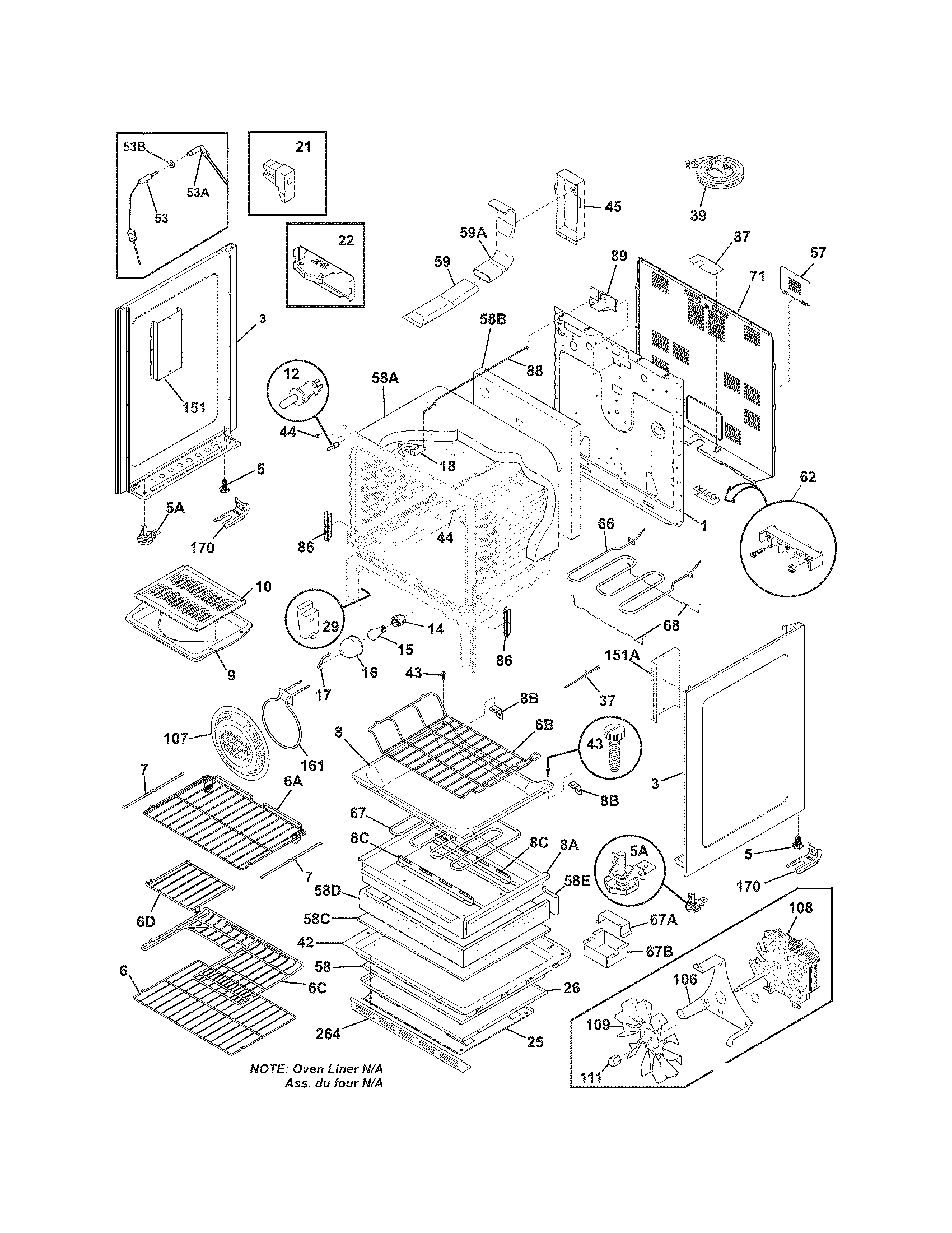Frigidaire CGEF3055MFA body diagram