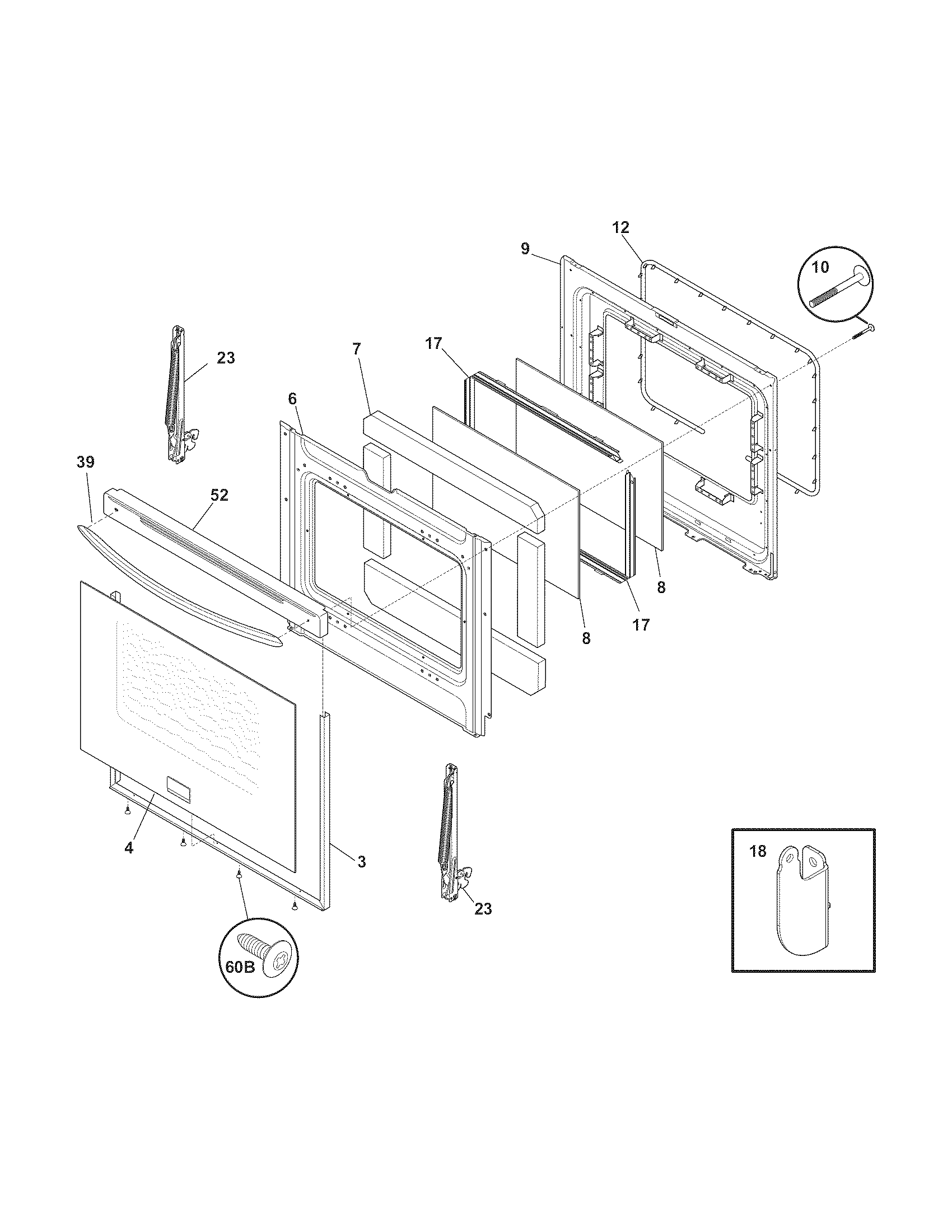 Frigidaire CGGF3054MWA door diagram