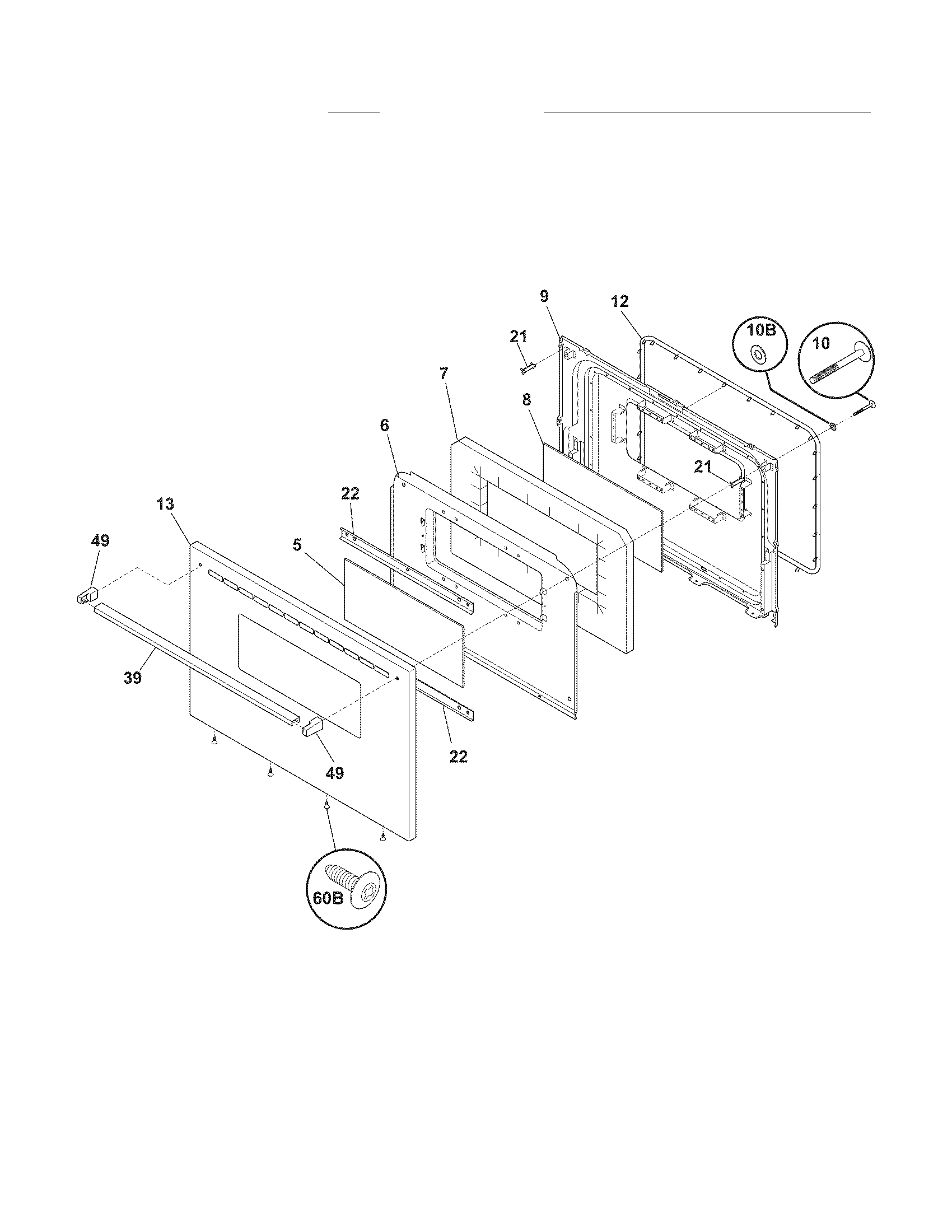 Frigidaire FFEF3005MQA door diagram