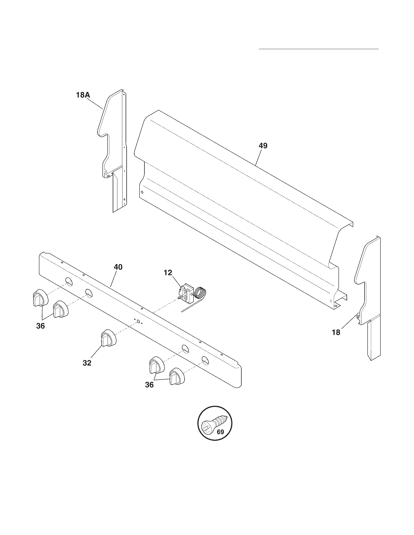 Frigidaire FFGF3000MWA backguard diagram