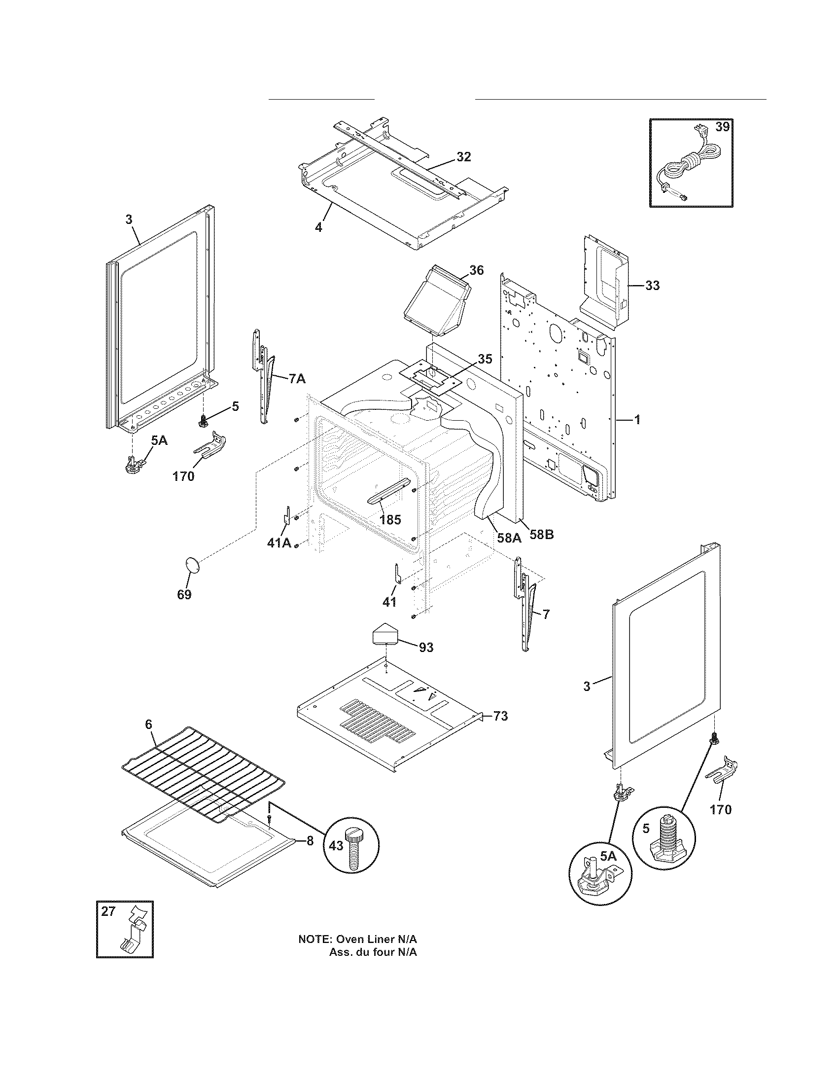 Frigidaire FFGF3000MWA body diagram