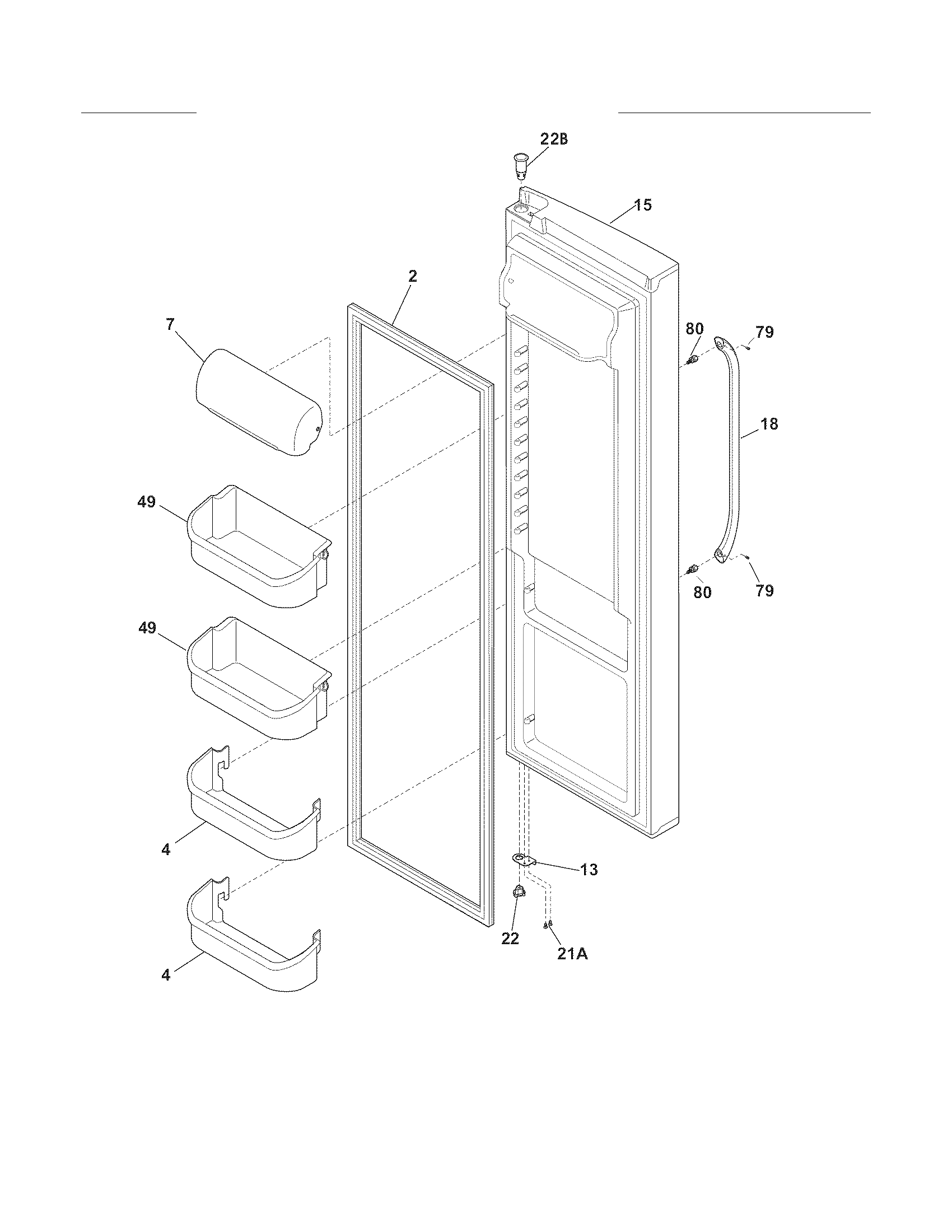 Frigidaire DFHS2313MF2 refrigerator door diagram