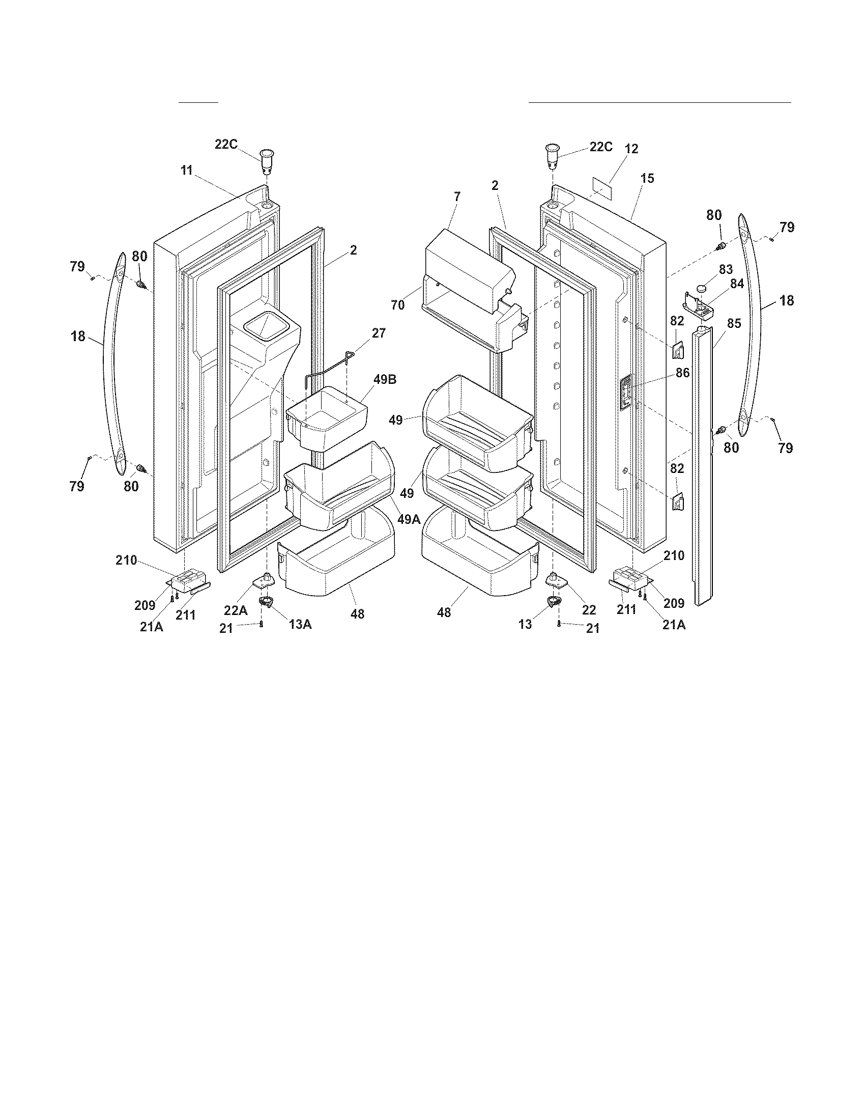 Frigidaire FGHB2844LF6 fresh food door diagram