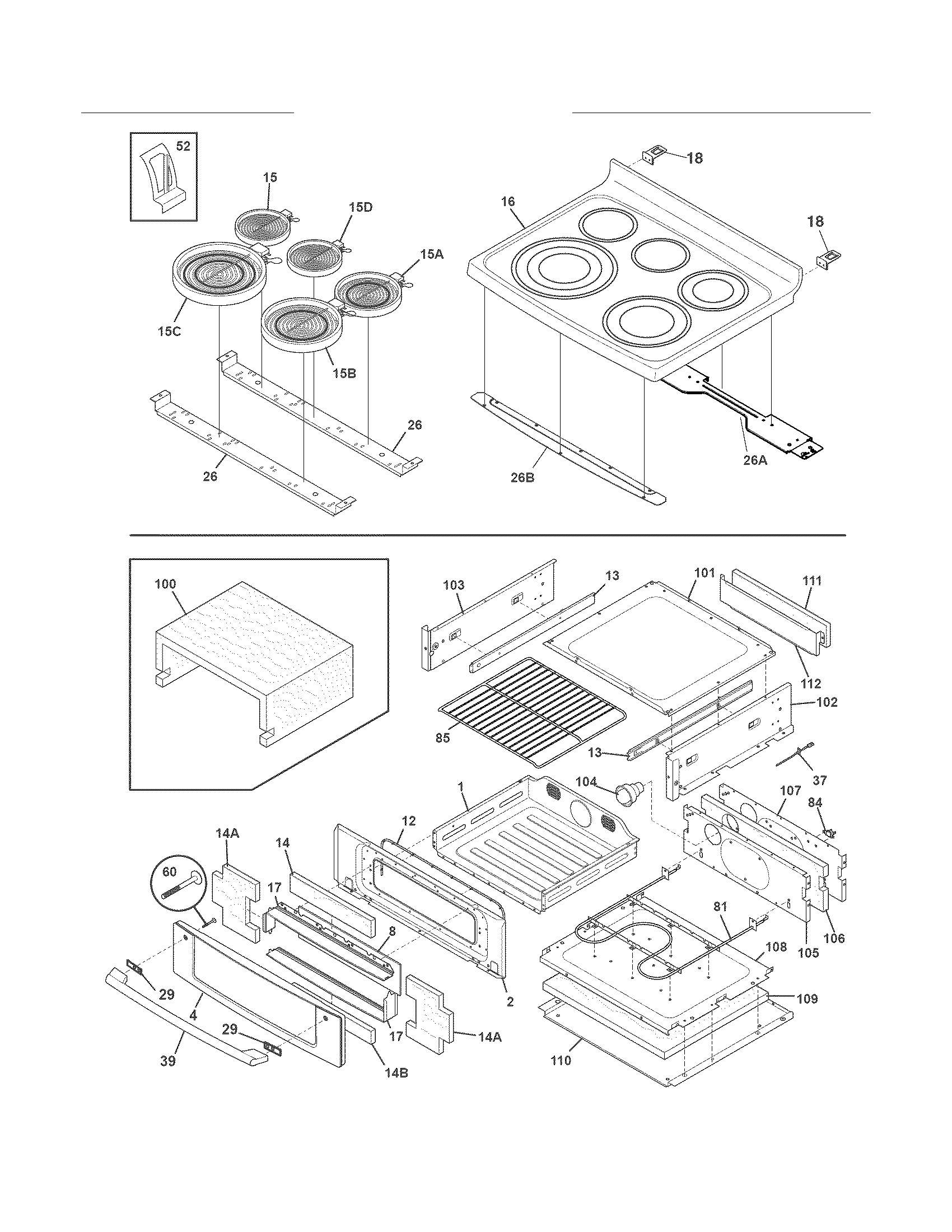 Electrolux CEW30EF6GSJ top/drawer diagram