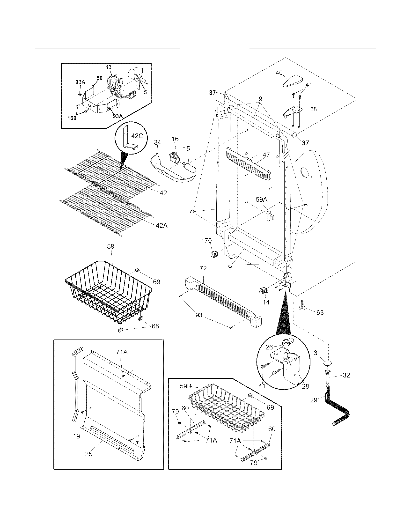 Frigidaire FKFH21F7HWD cabinet diagram