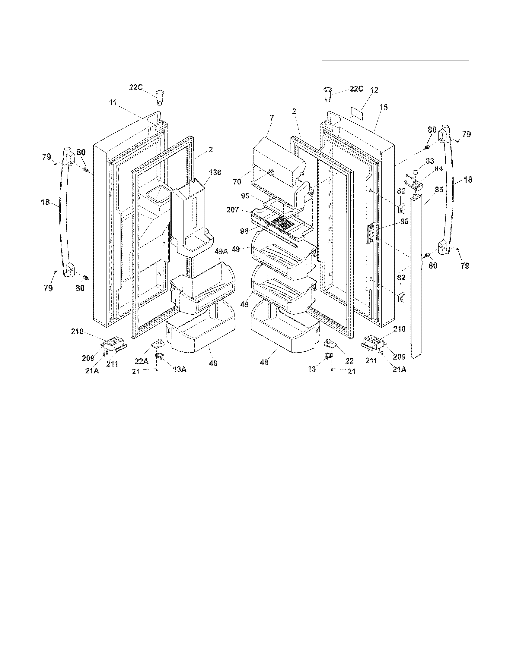 Frigidaire FPHB2899LF5 fresh food door diagram