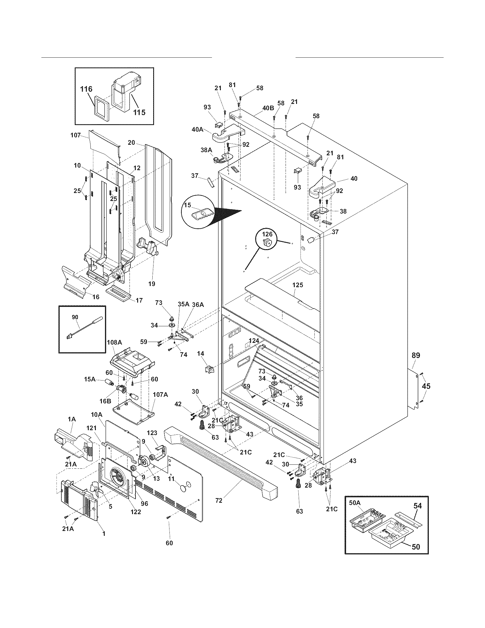Frigidaire FPHB2899LF5 cabinet diagram