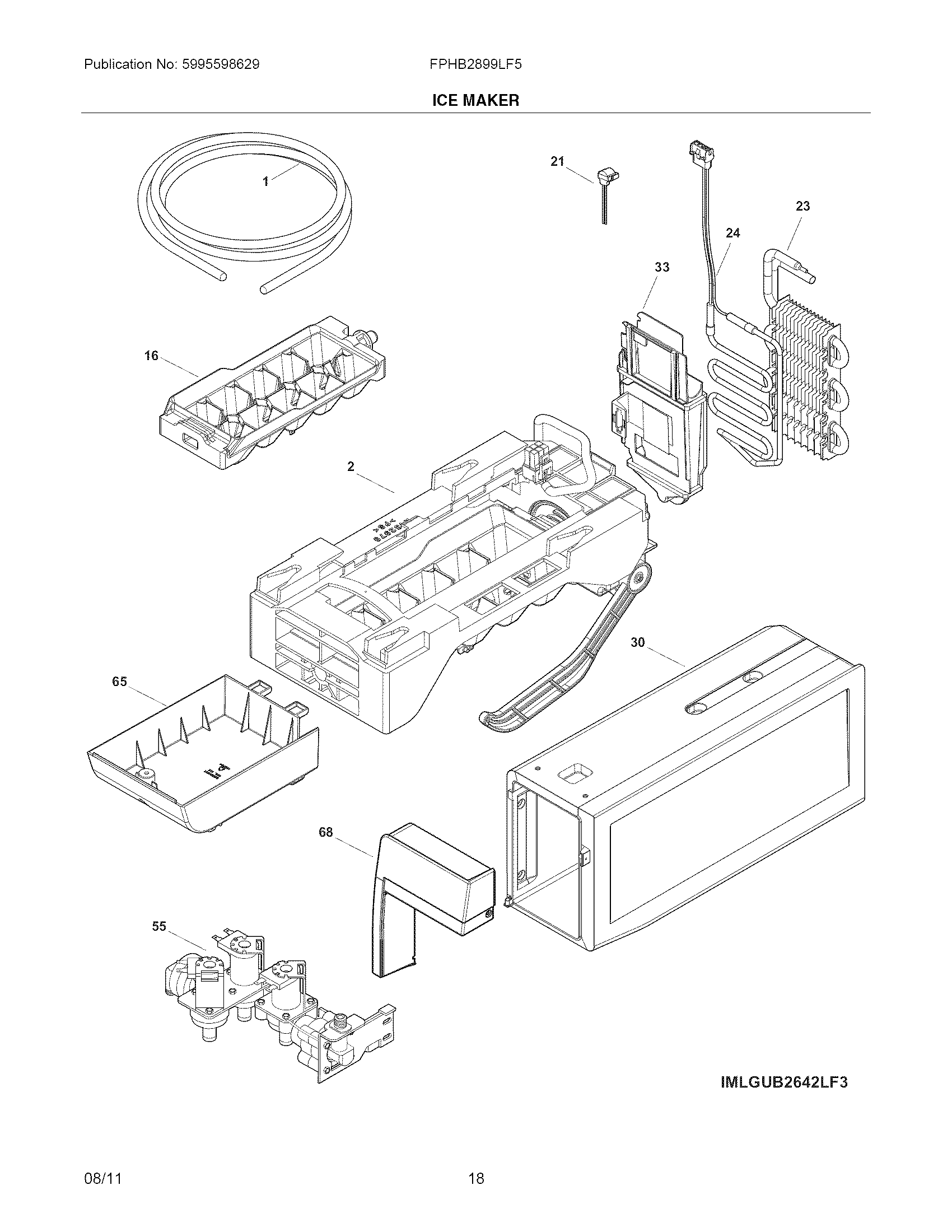 Frigidaire FPHB2899LF5 ice maker diagram
