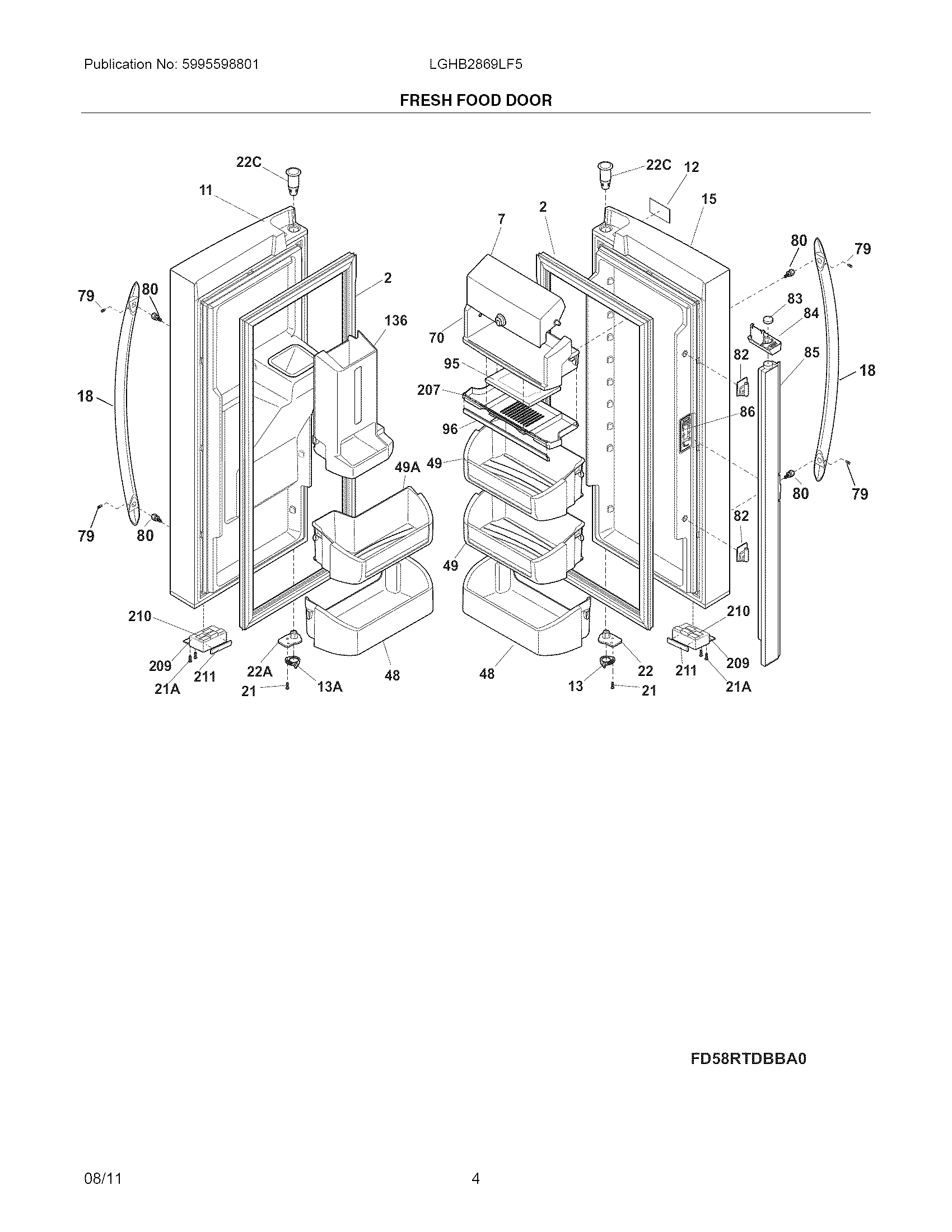 Frigidaire LGHB2869LF5 fresh food door diagram