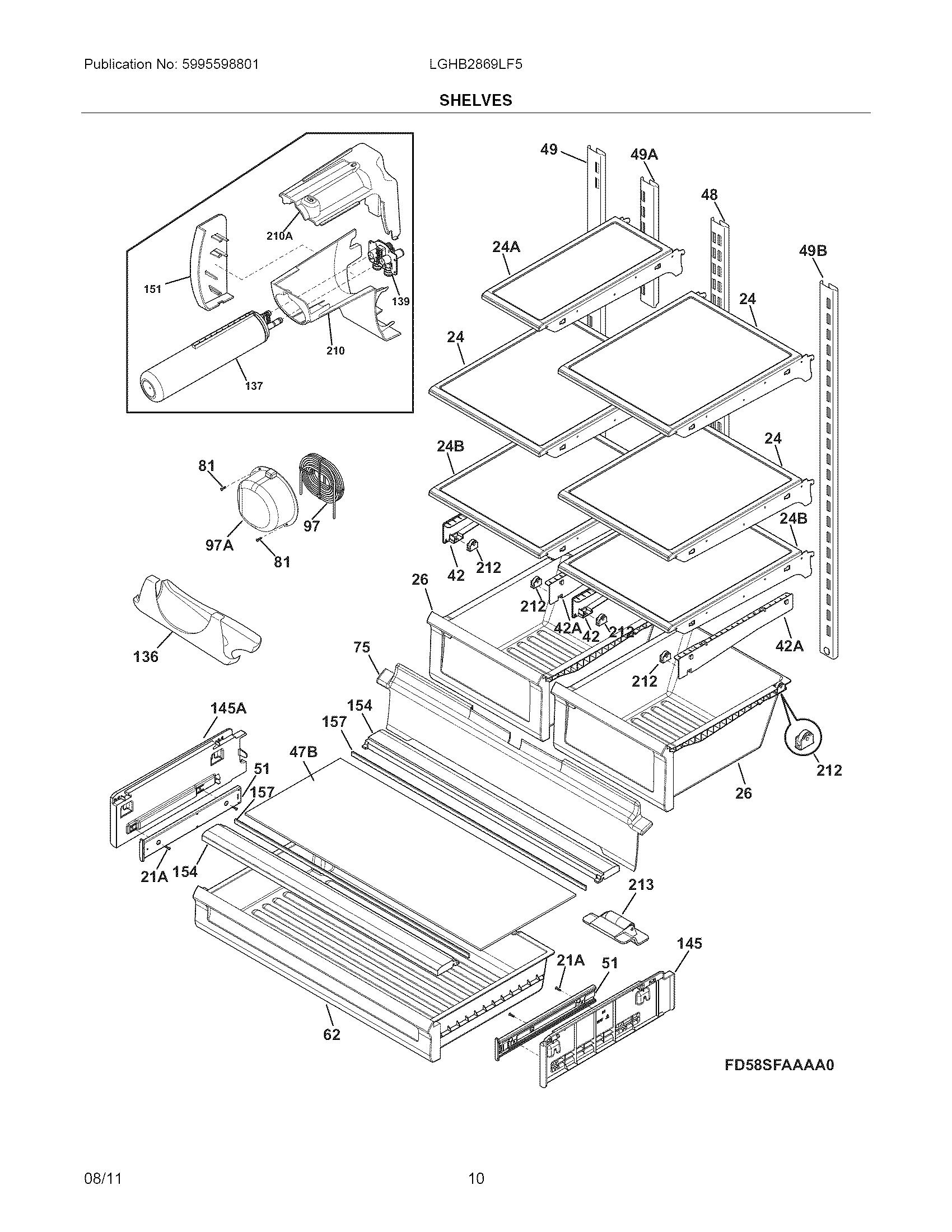 Frigidaire LGHB2869LF5 shelves diagram