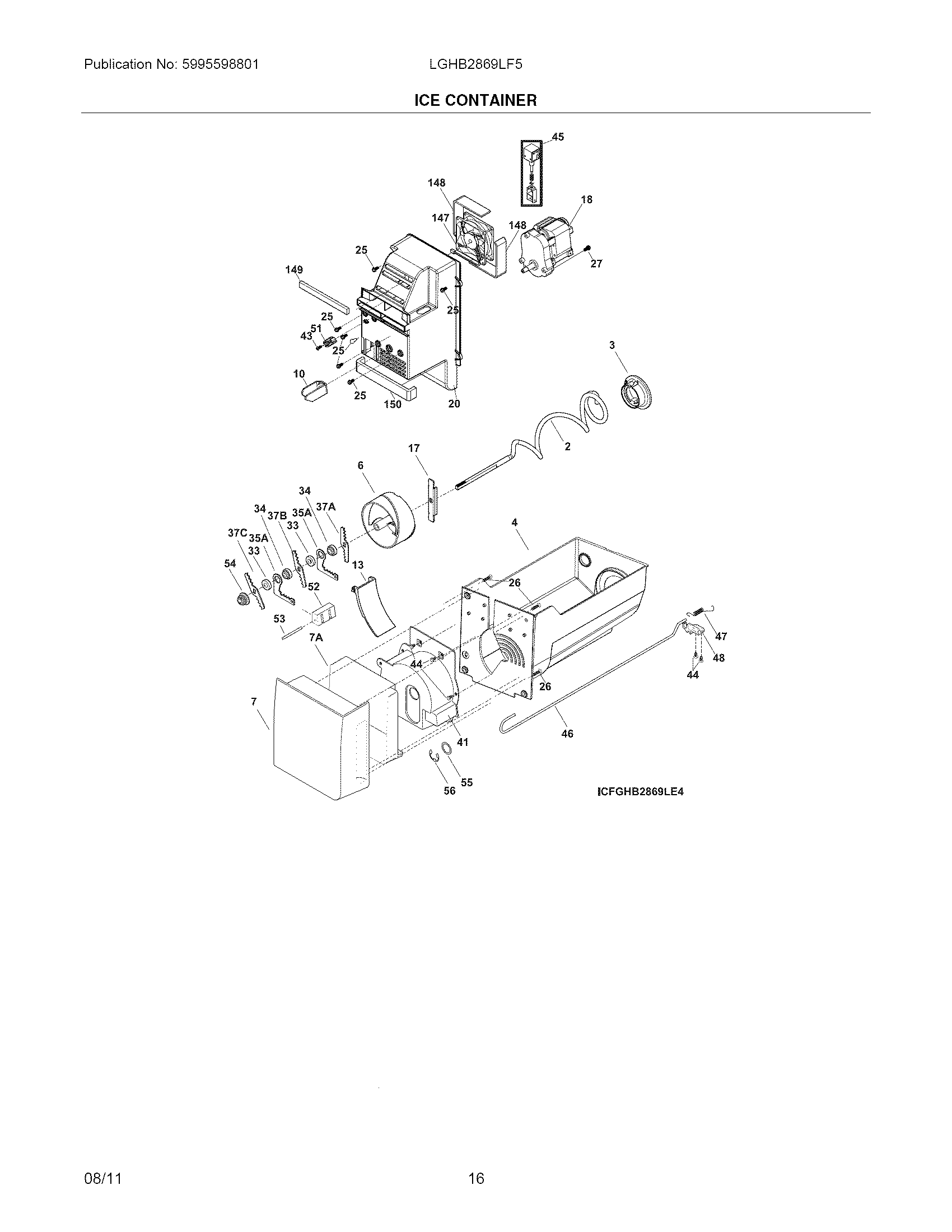 Frigidaire LGHB2869LF5 ice container diagram