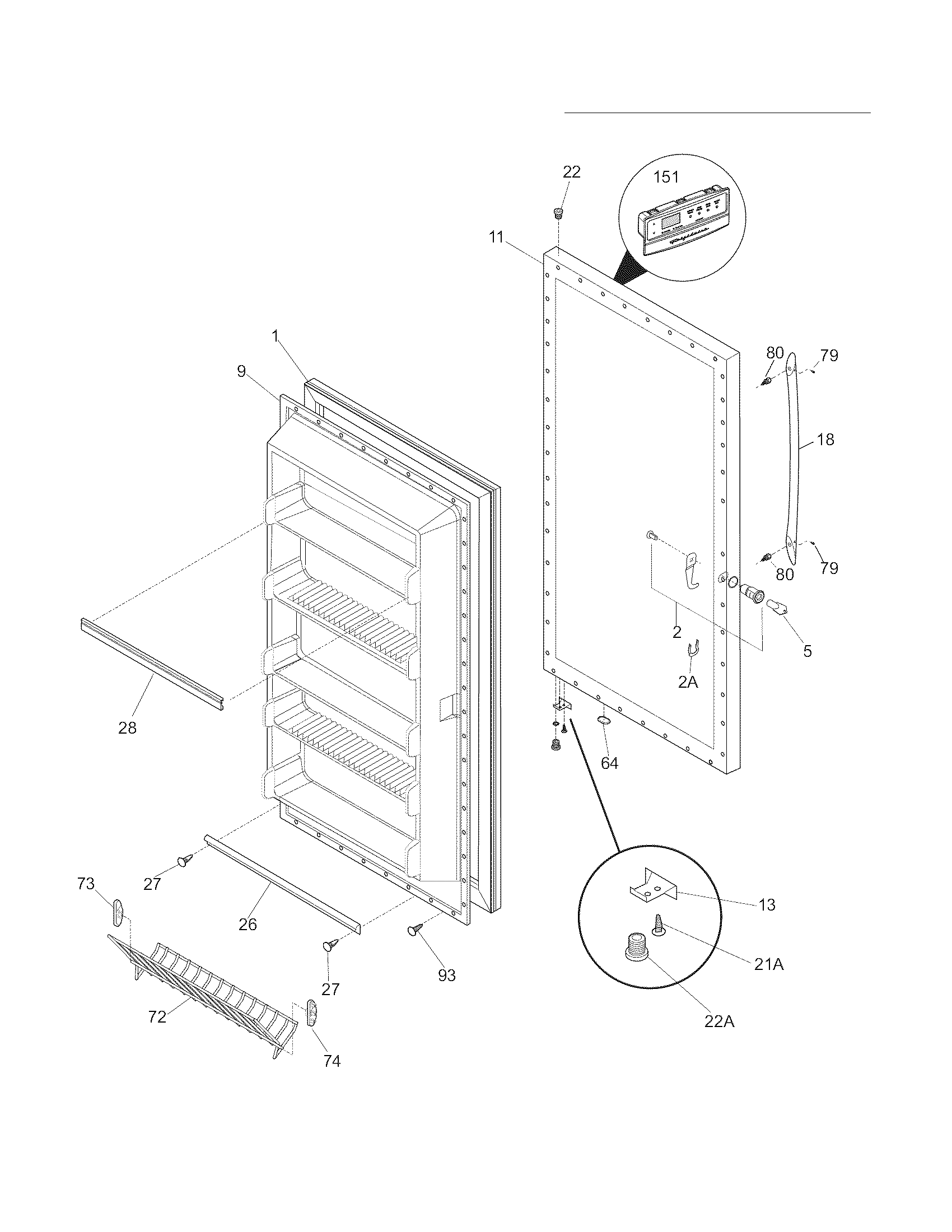 Frigidaire FFU14F7HWL door diagram