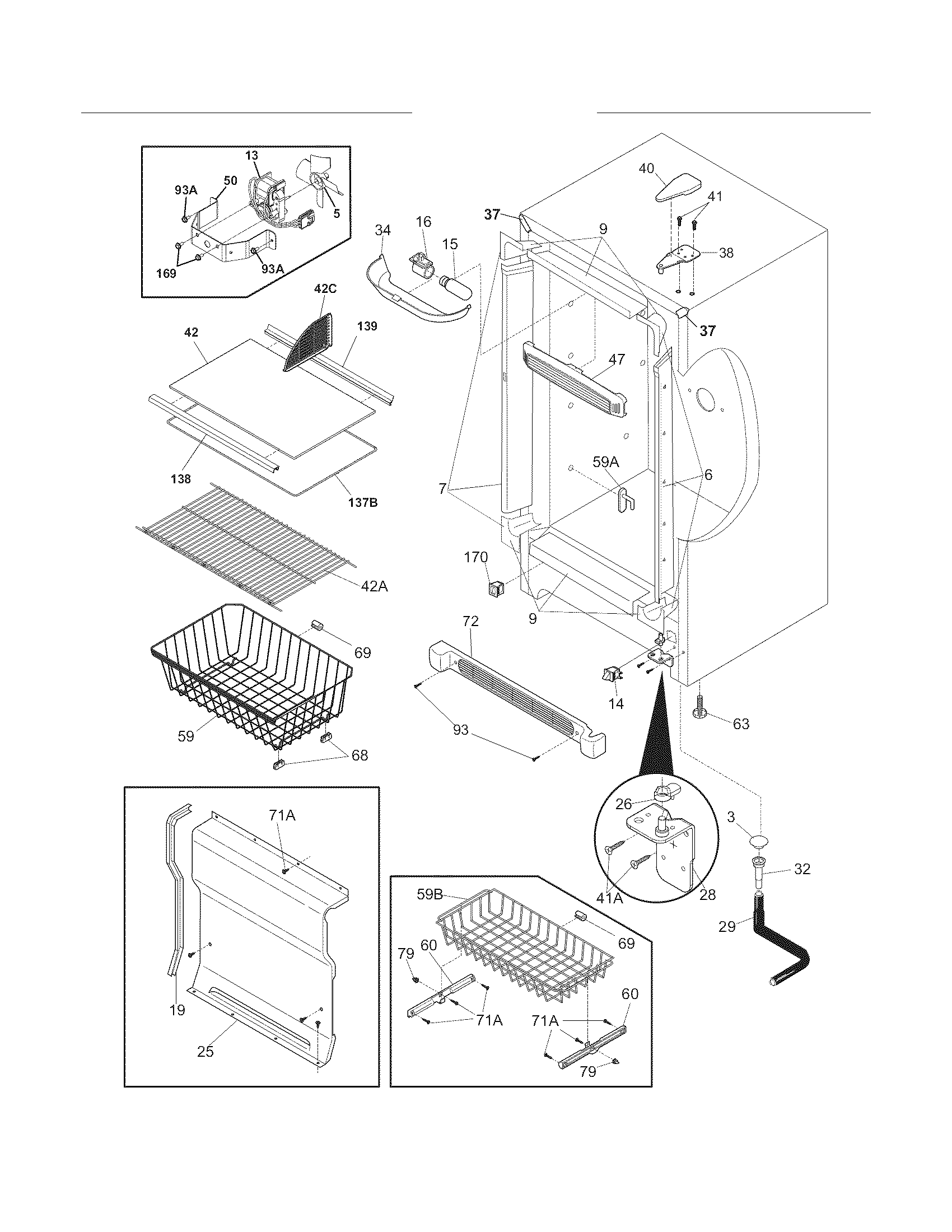 Frigidaire FFU14F7HWL cabinet diagram