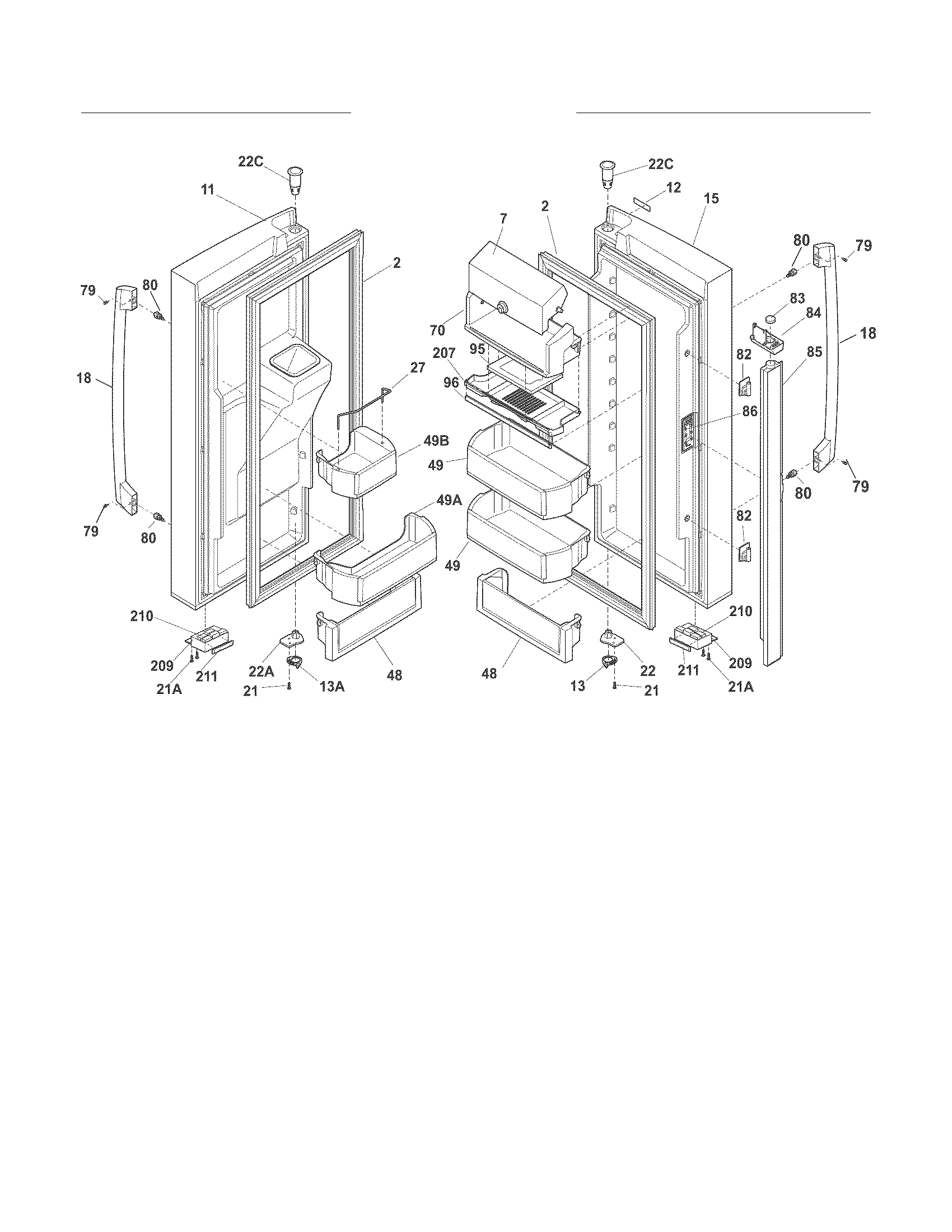 Electrolux EI27BS26JS4 fresh food door diagram
