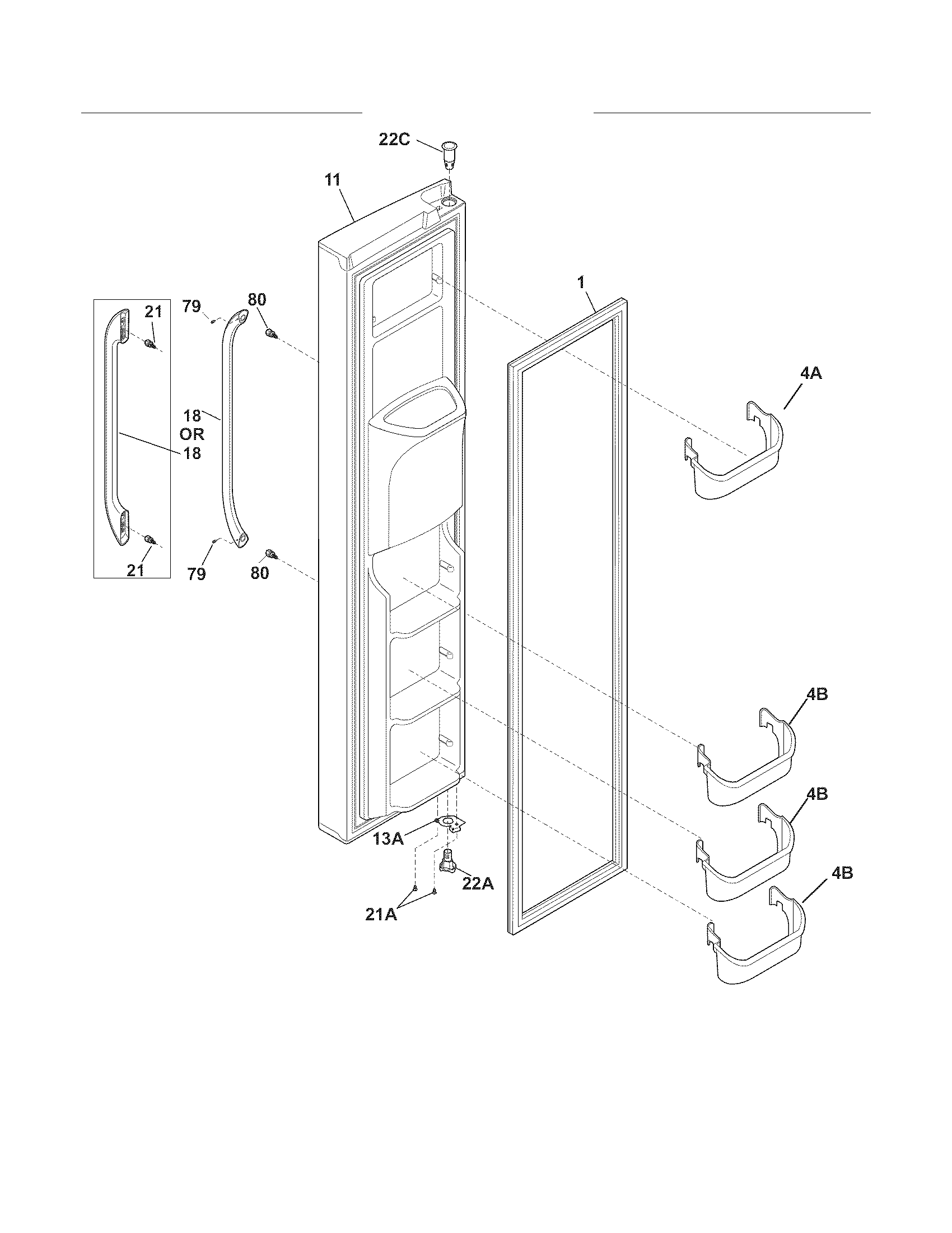 Frigidaire LFUS2613LM3 freezer door diagram