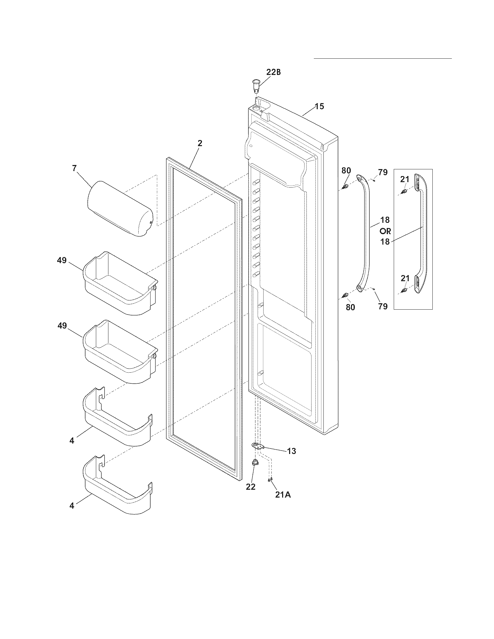 Frigidaire LFUS2613LM3 refrigerator door diagram