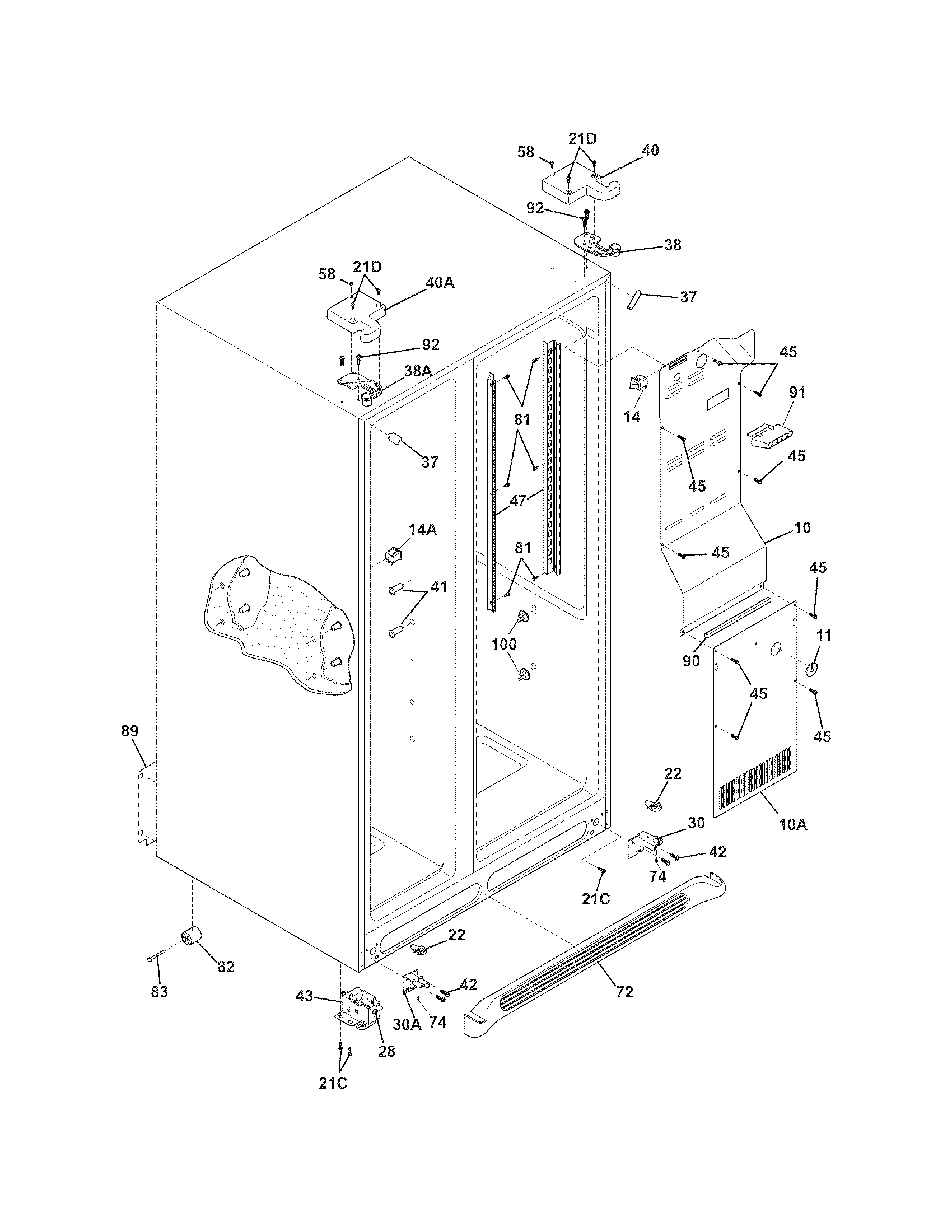 Frigidaire LFUS2613LM3 cabinet diagram