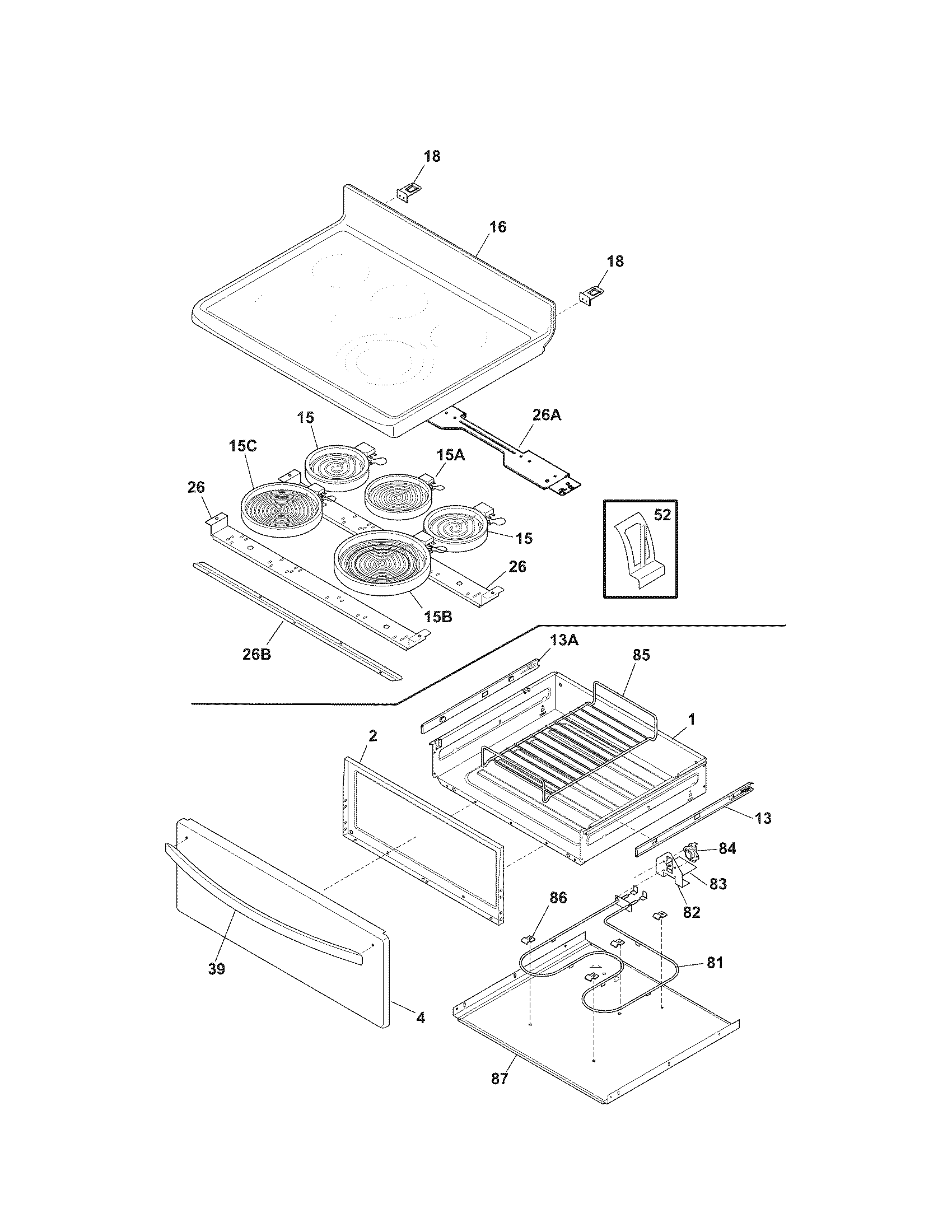 Kenmore 79092903014 top/drawer diagram