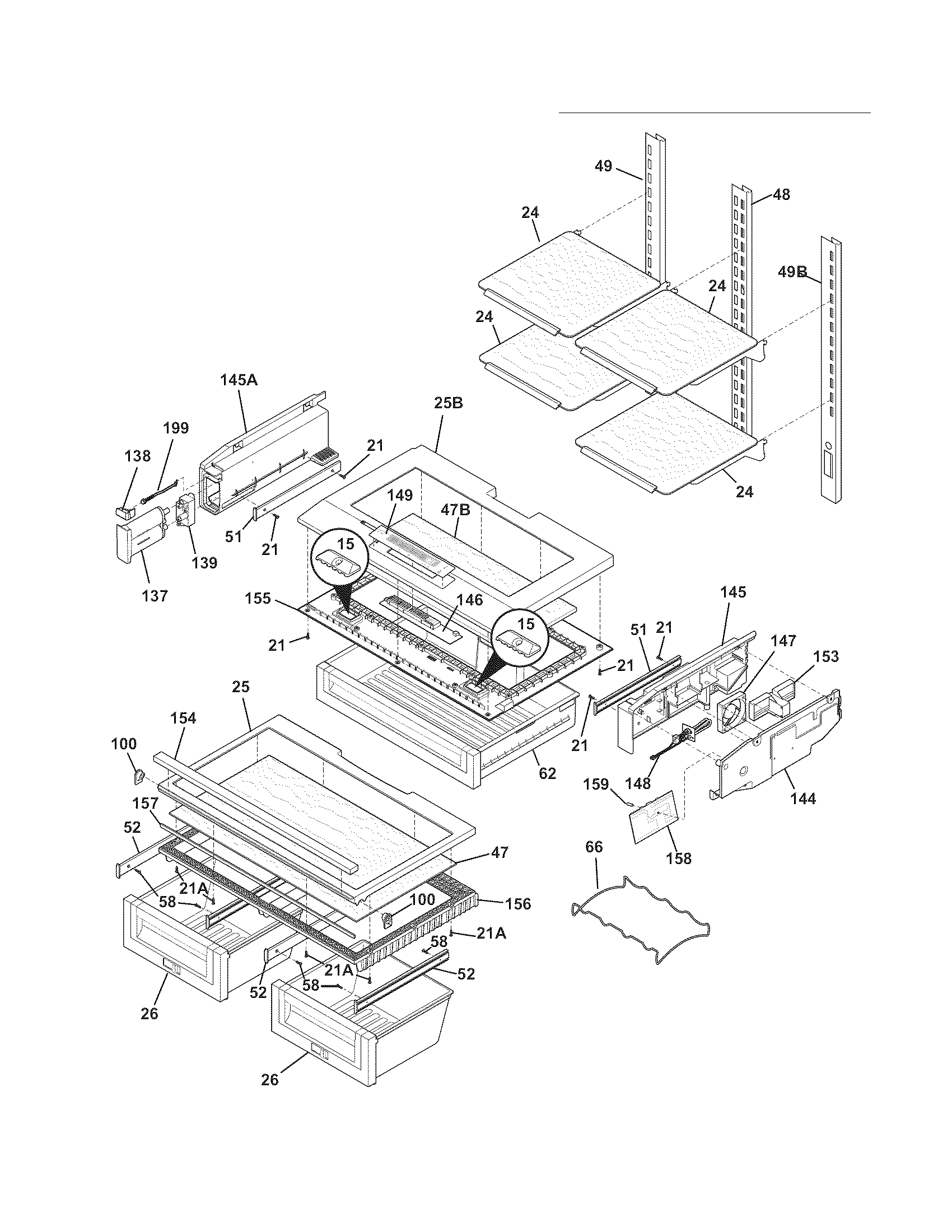 Electrolux EI28BS51IB5 shelves diagram