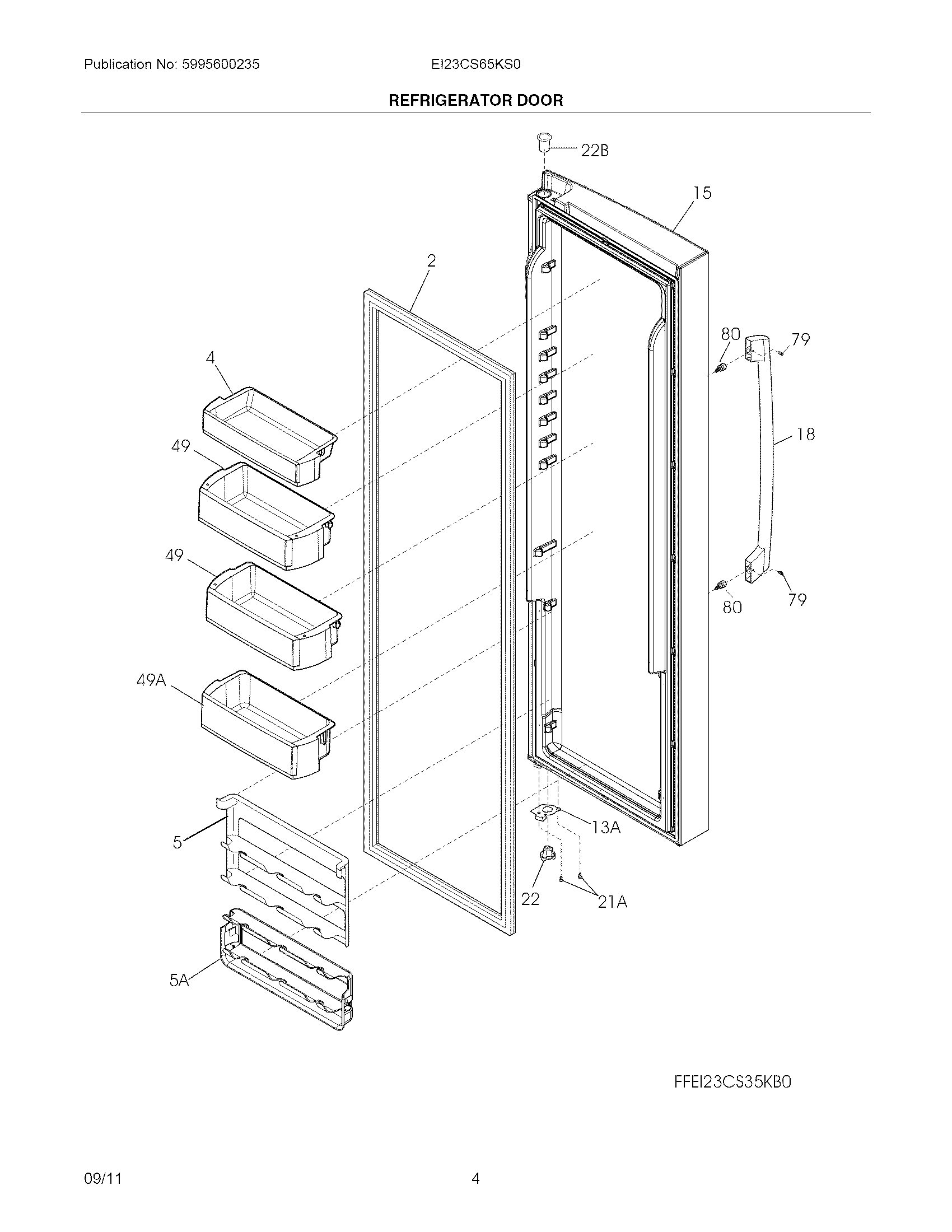 Electrolux EI23CS65KS0 refrigerator door diagram
