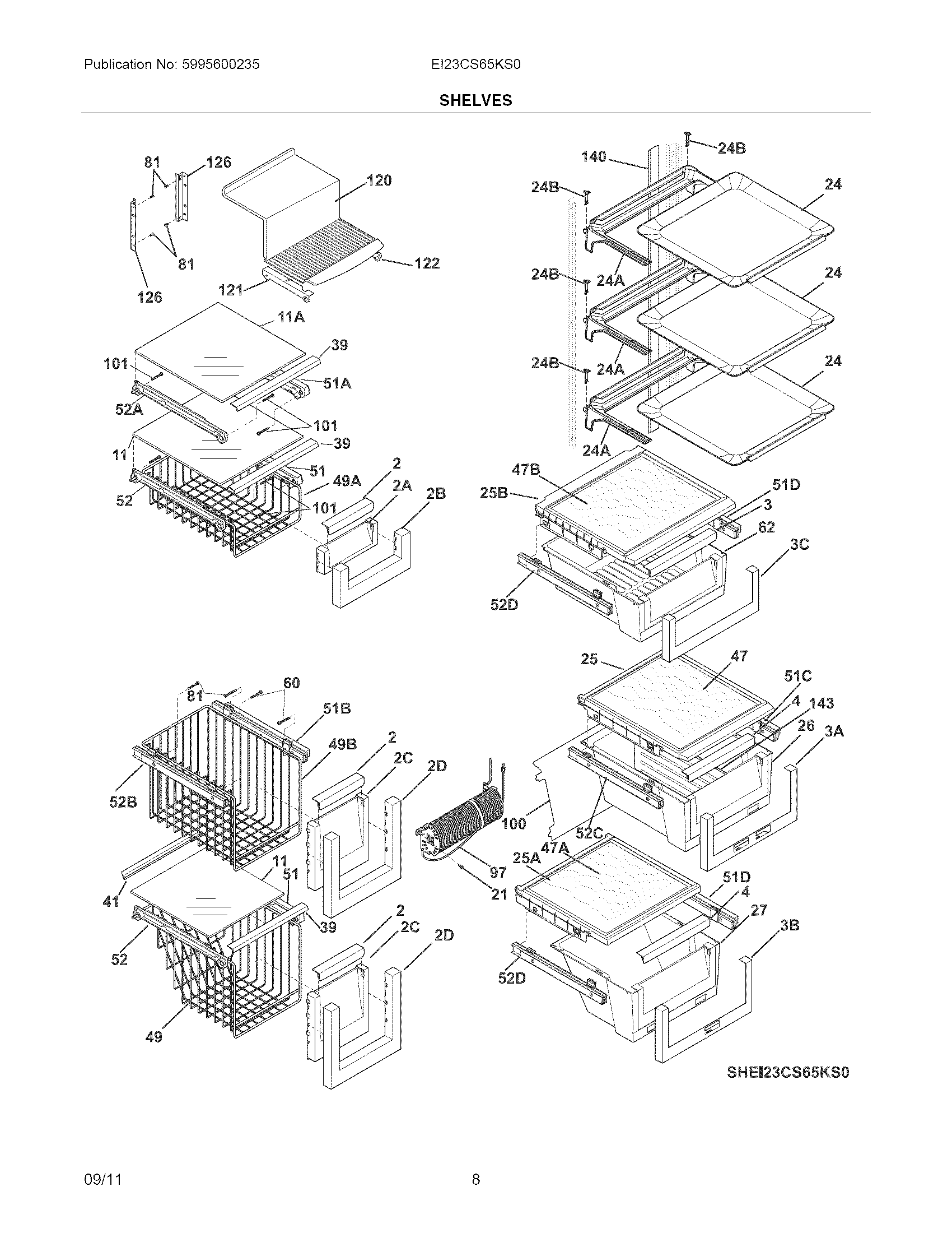 Electrolux EI23CS65KS0 shelves diagram