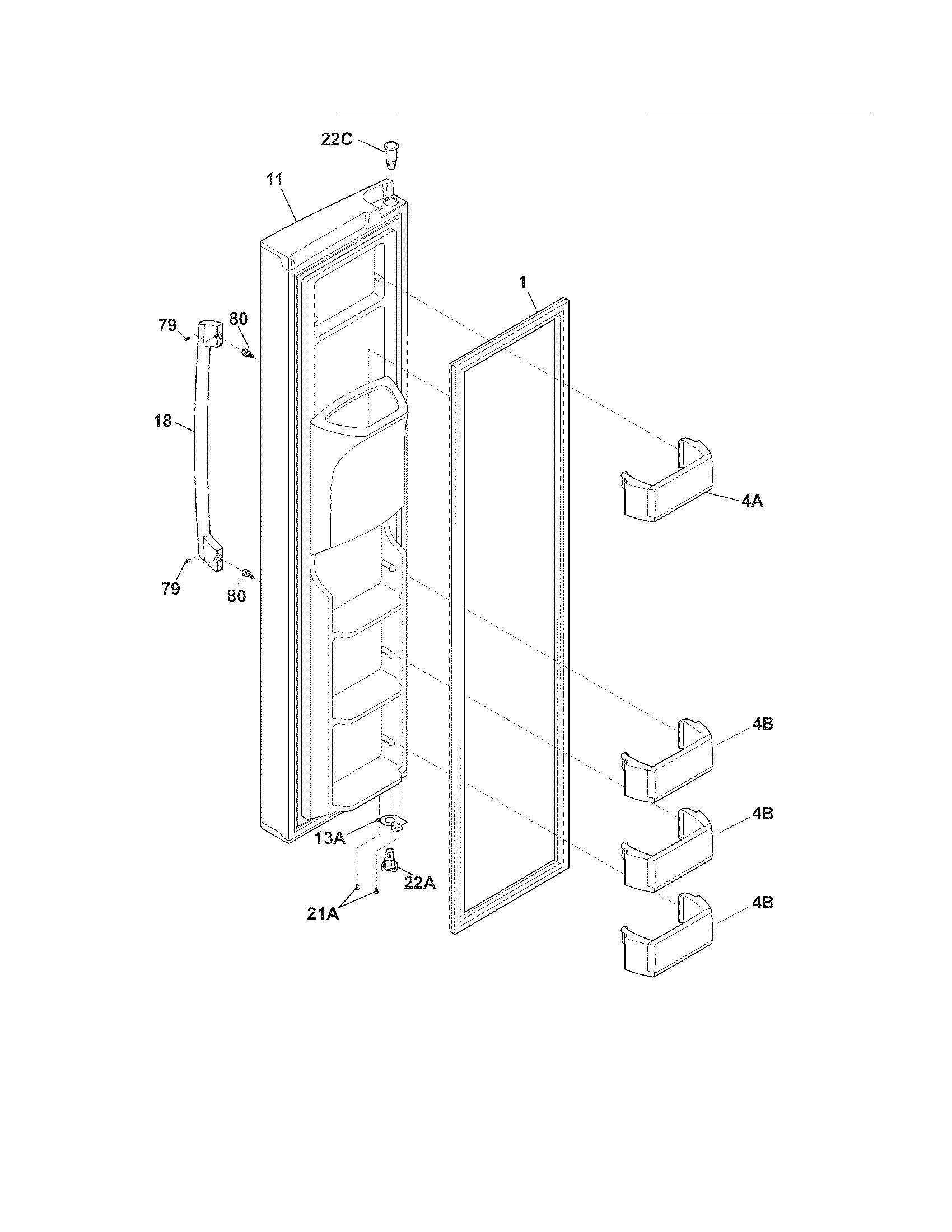 Electrolux EI23CS35KW0 freezer door diagram