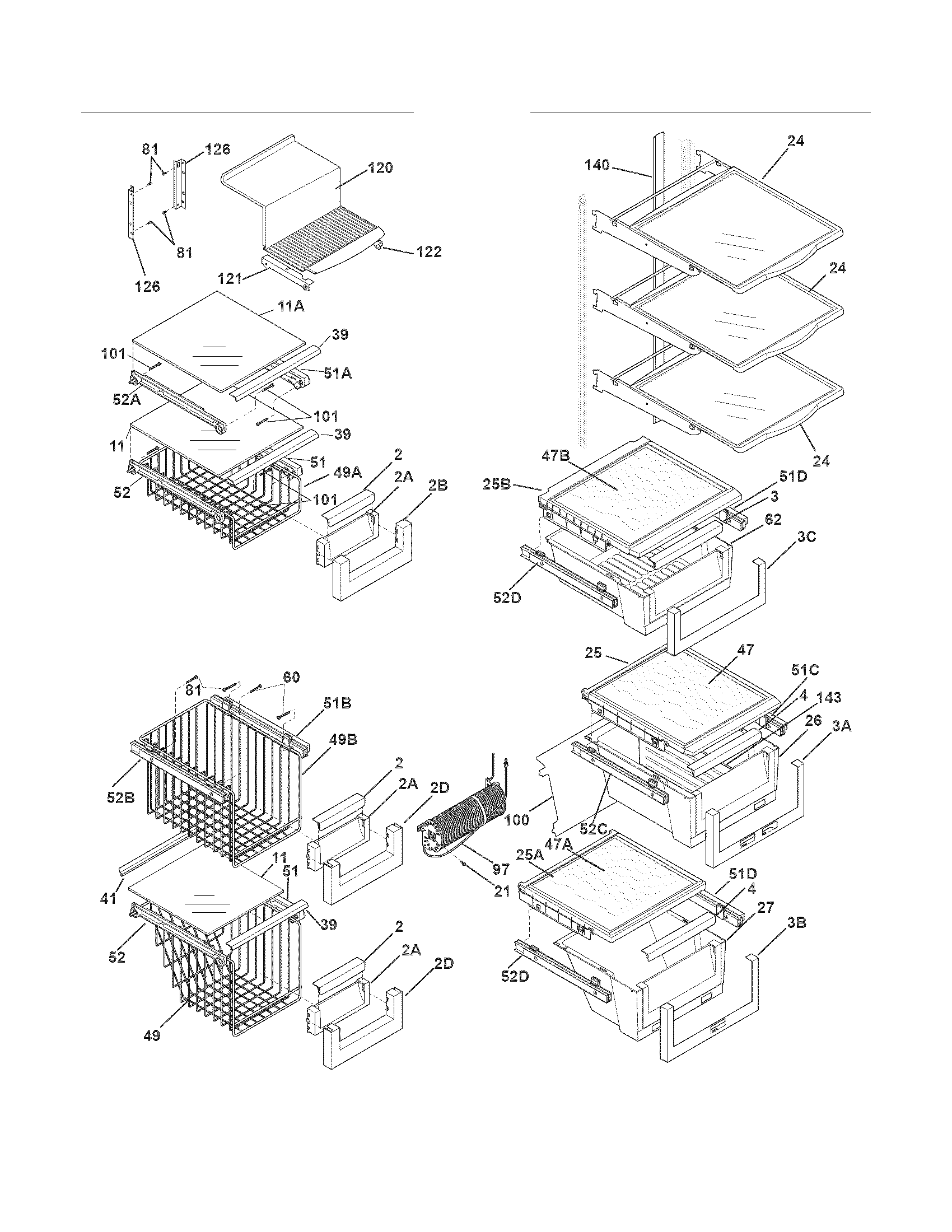 Electrolux EI23CS35KW0 shelves diagram