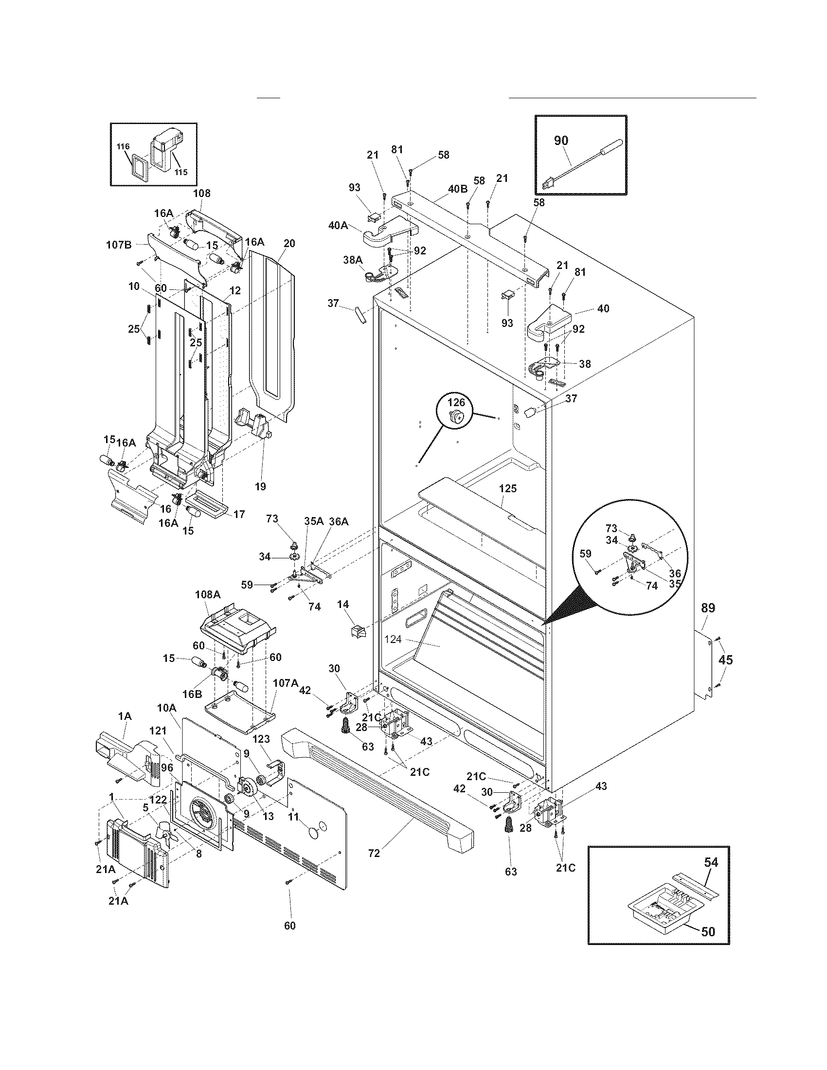Frigidaire FGHB2844LM7 cabinet diagram